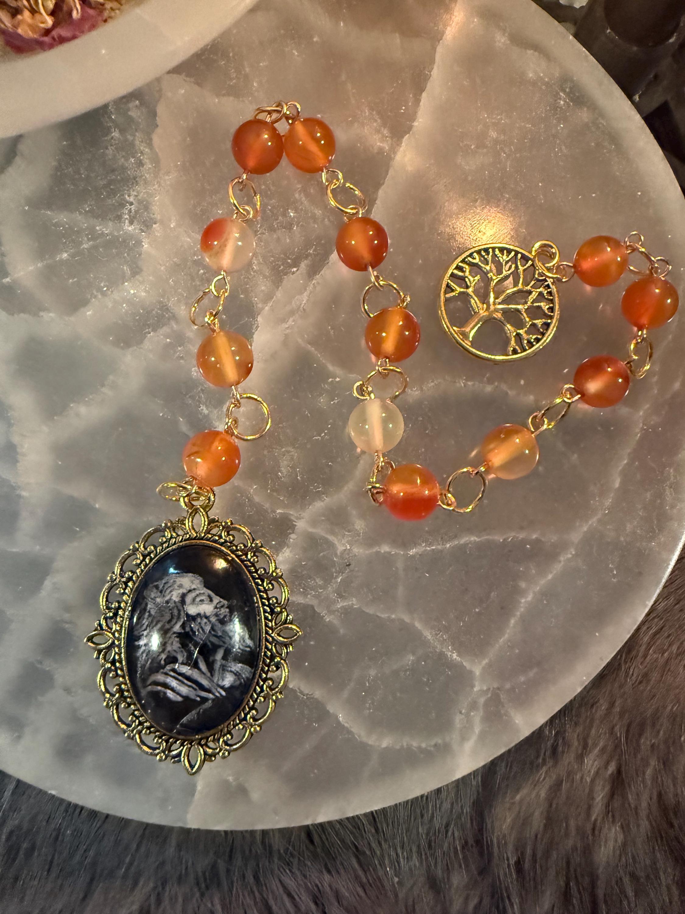 Zeus Prayer Beads: Carnelian Deity Rosary, Greek God Altar