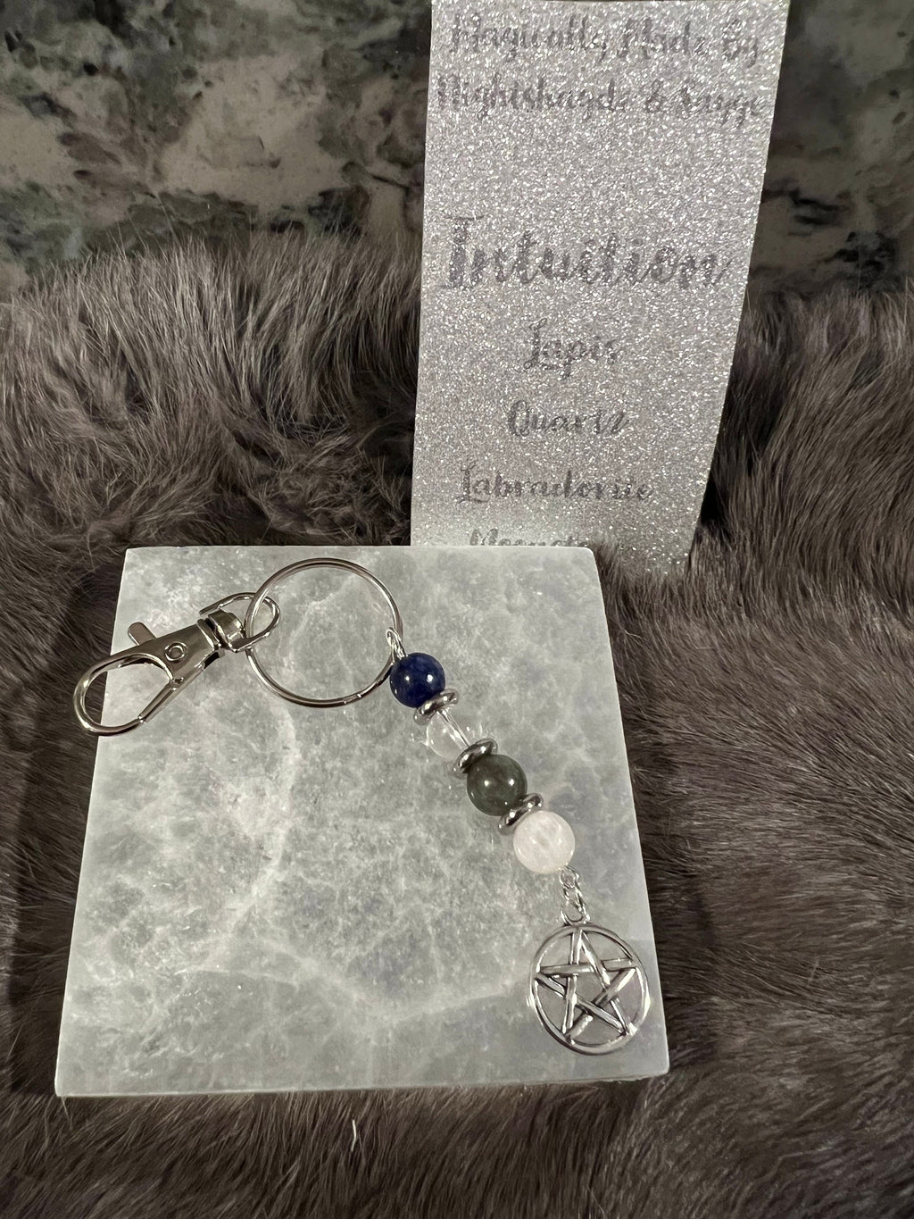 Gemstone Manifestation Keychain: Witchy Intention Charm