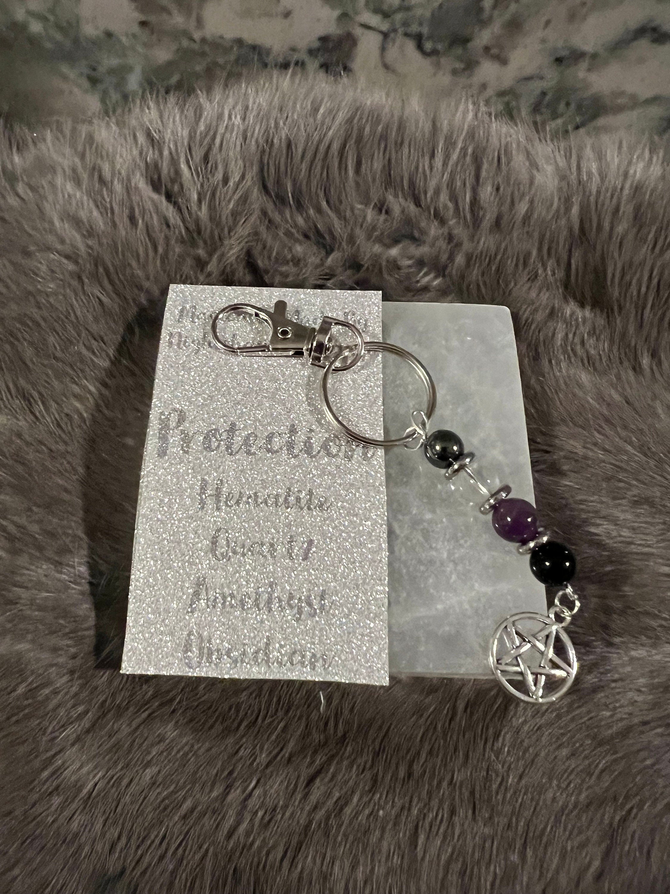Gemstone Manifestation Keychain: Witchy Intention Charm
