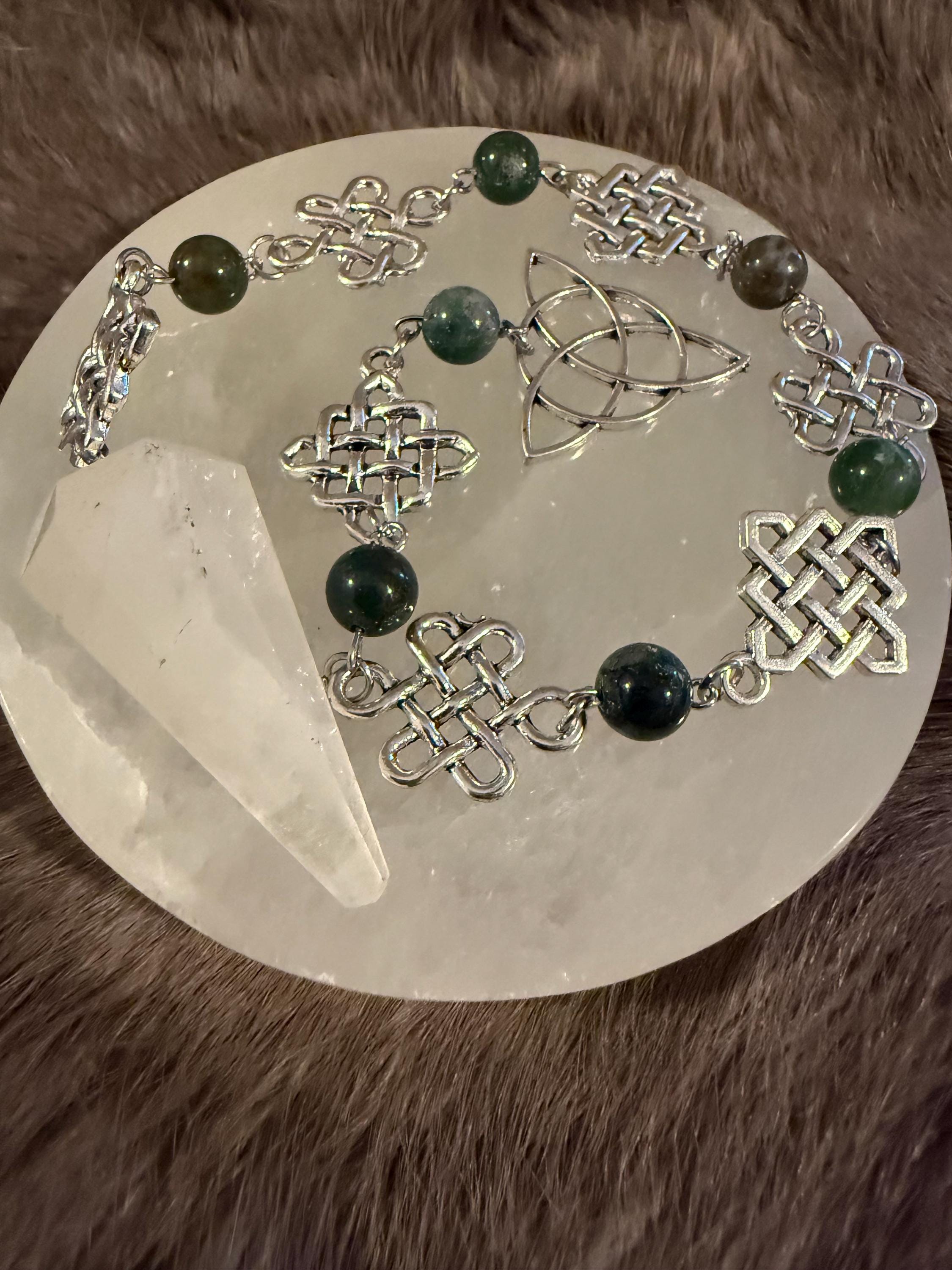 Clear Quartz Pendulum: Beaded Celtic Knot Divination Tool