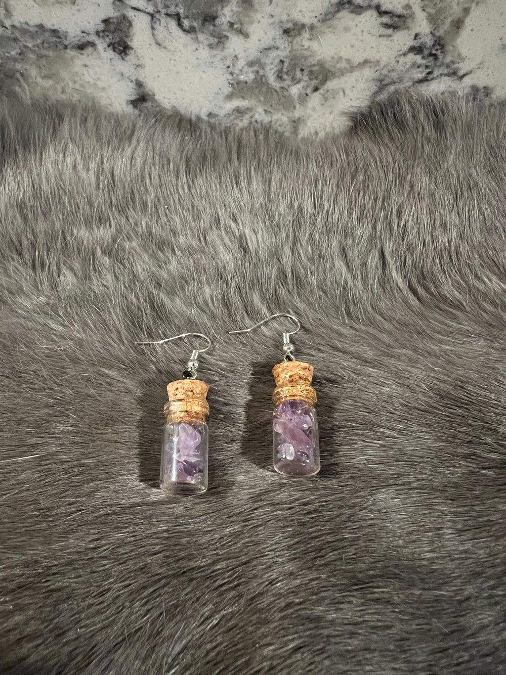 Amethyst Chip Spell Jar Earrings: Witchy Pagan Jewelry