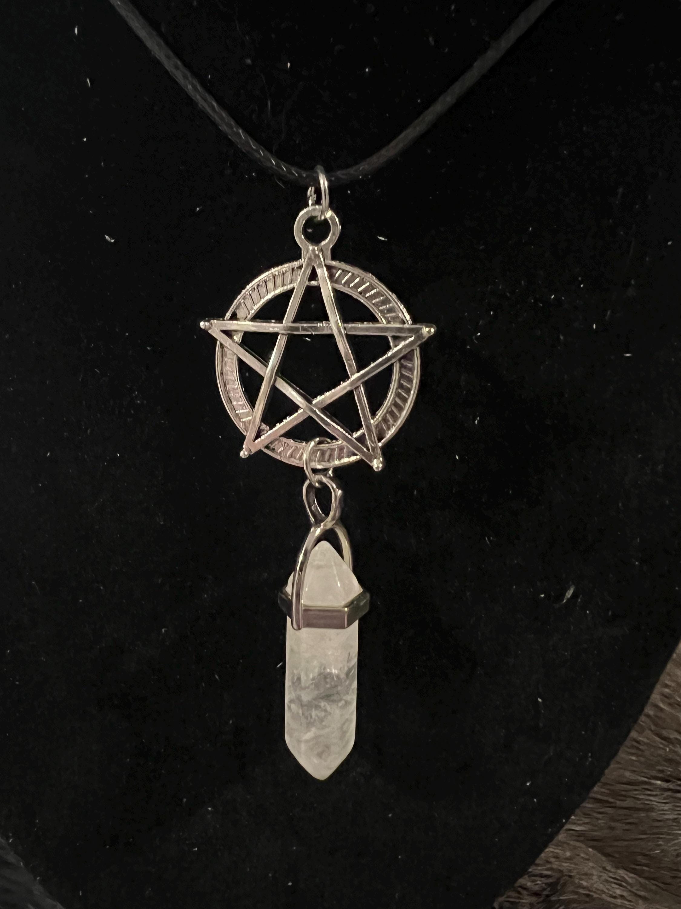 Quartz Pentacle Necklace: Witchy Pagan Jewelry