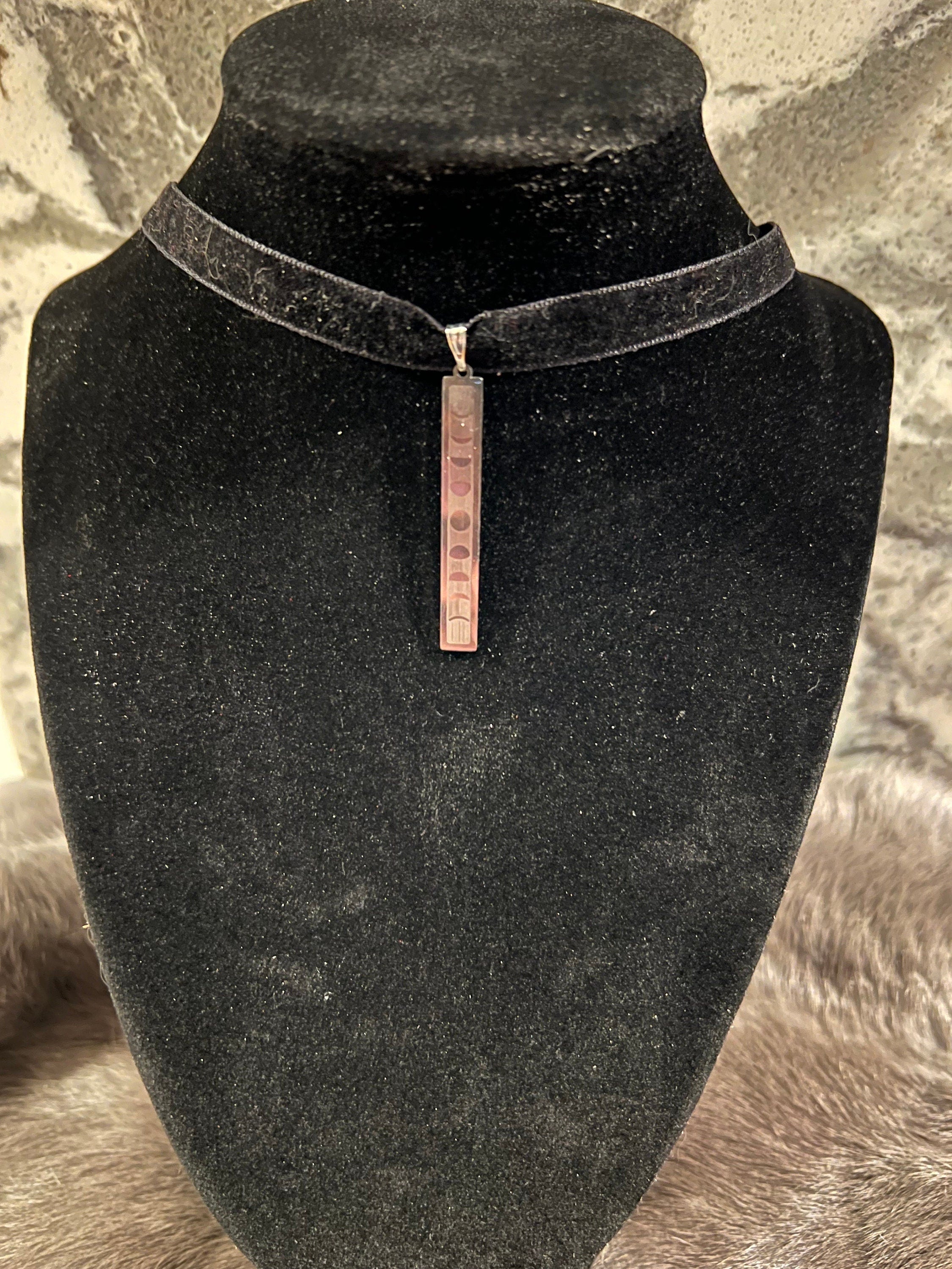 Moon Phases Pendant: Witchy Velvet Choker Necklace