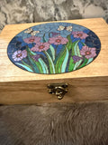 Handmade Garden Altar Box: Wood Burned Stained Glass Style