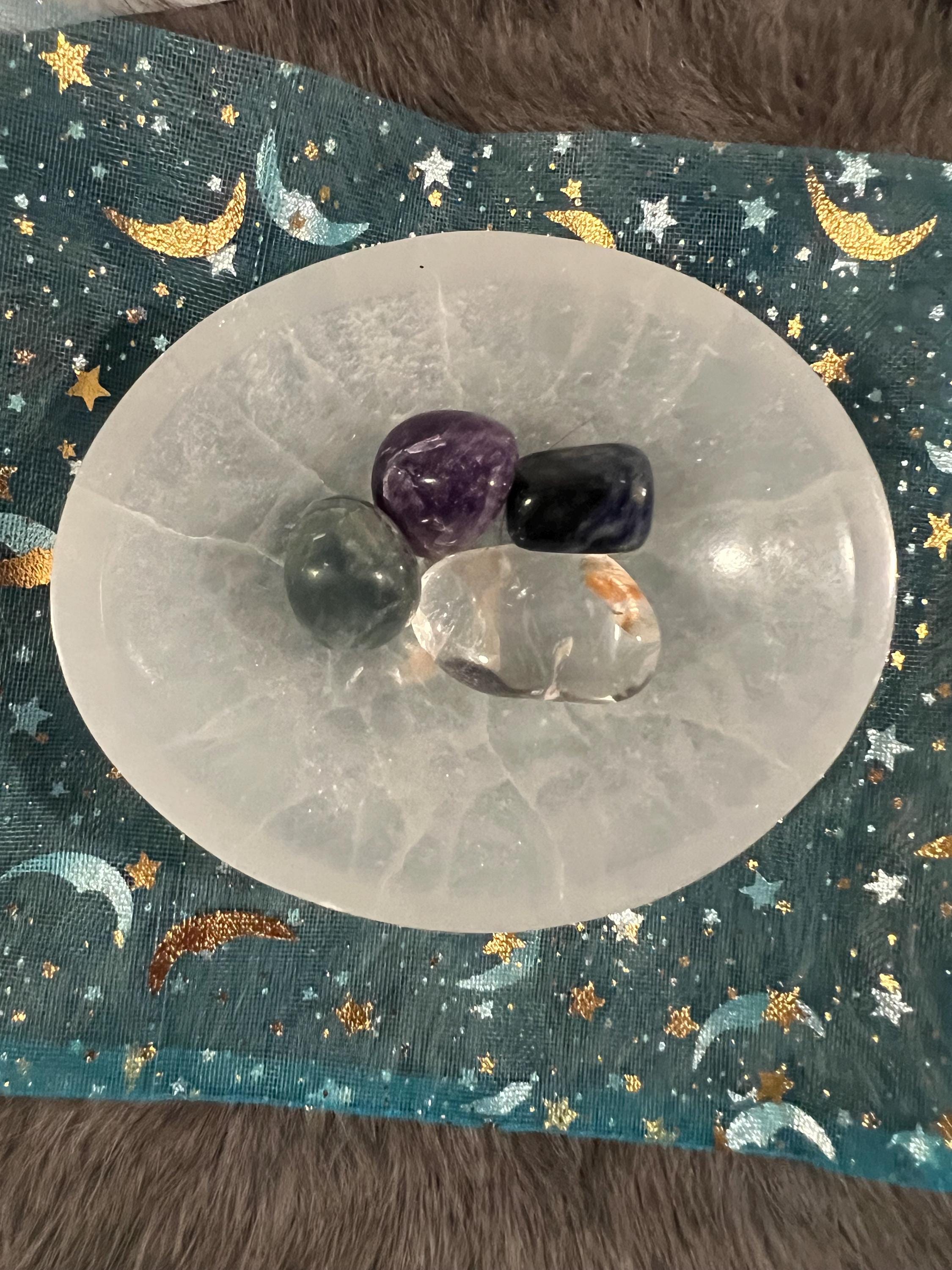 Anxiety Relief Gemstone Kit: Tumbled Amethyst, Sodalite, Quartz & Fluorite