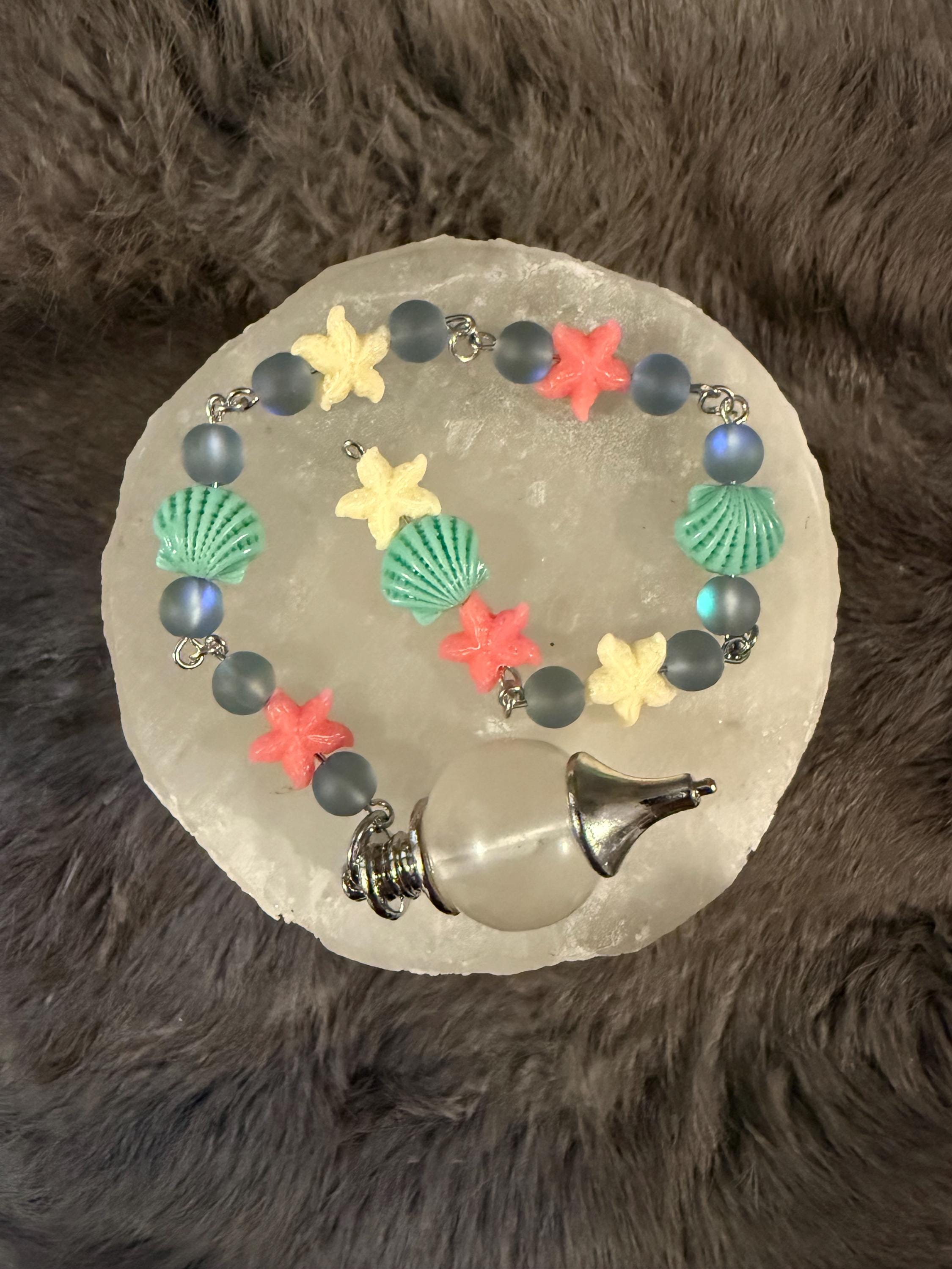 Clear Quartz Divination Pendulum: Mermaid Beaded Scrying Tool
