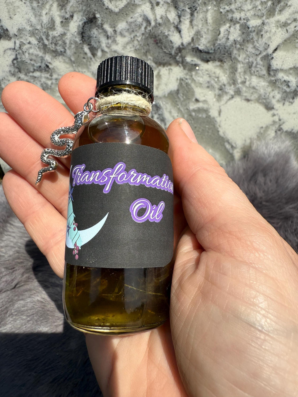 Transformation Spell Oil: Snakeskin, Mugwort & Obsidian - 2oz