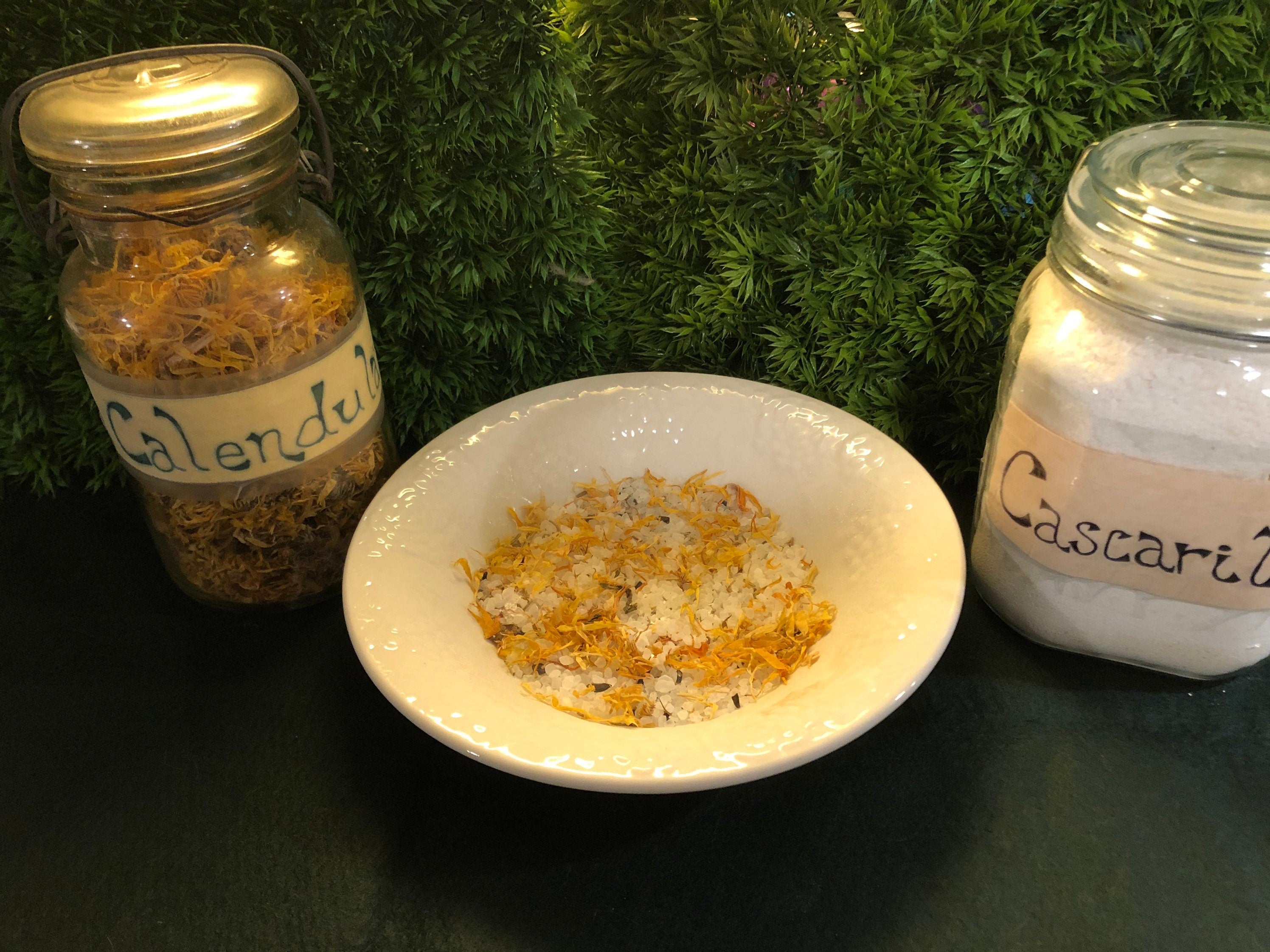 Sabbat Ritual Salt: Altar Bottle with Herbs & Pentacle Charm
