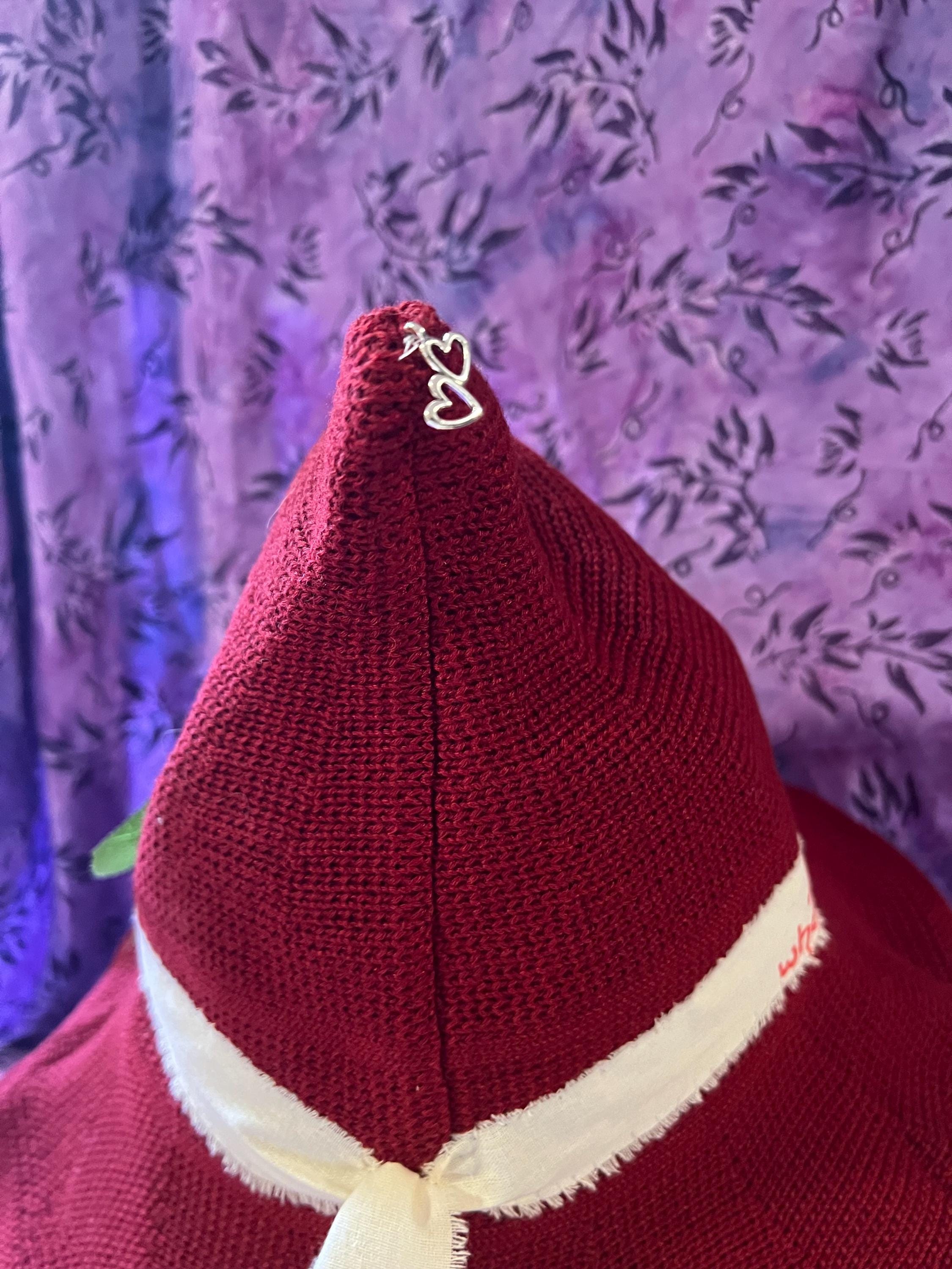 Red Knit Witch Hat: Practical Magic Inspired, Rose & Charm Detail