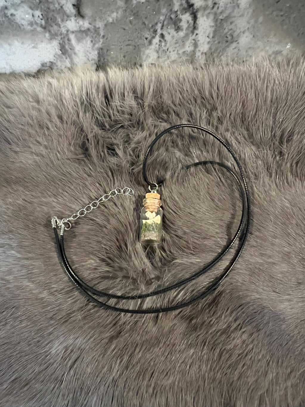Bone Vial Necklace: Moss & Tiny Bones, Witchy Goblincore Jewelry