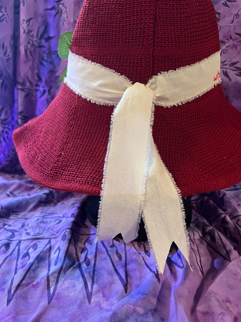 Red Knit Witch Hat: Practical Magic Inspired, Rose & Charm Detail