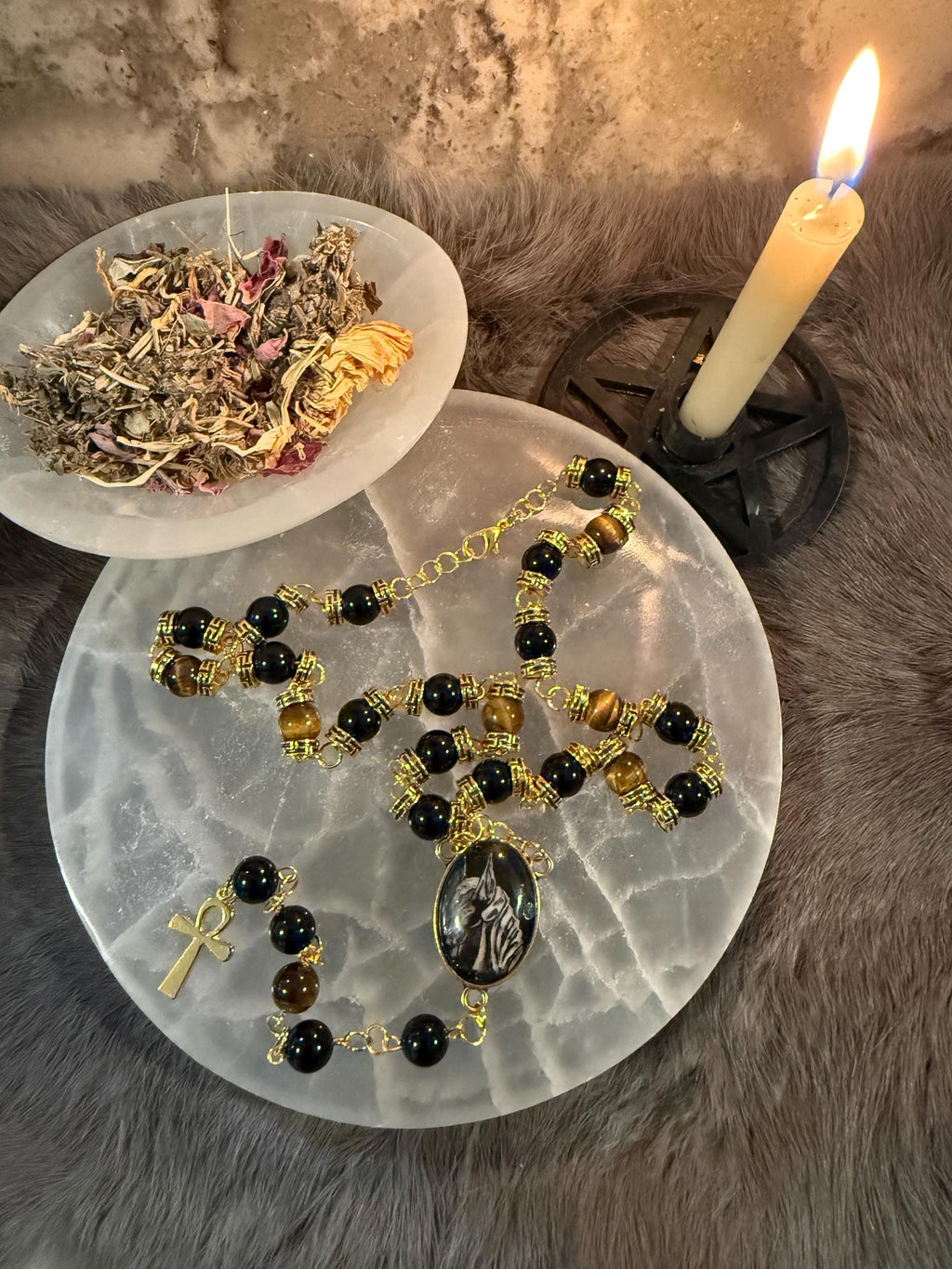 Anubis Diety Rosary: One Of A Kind Diety Prayer Bead Set