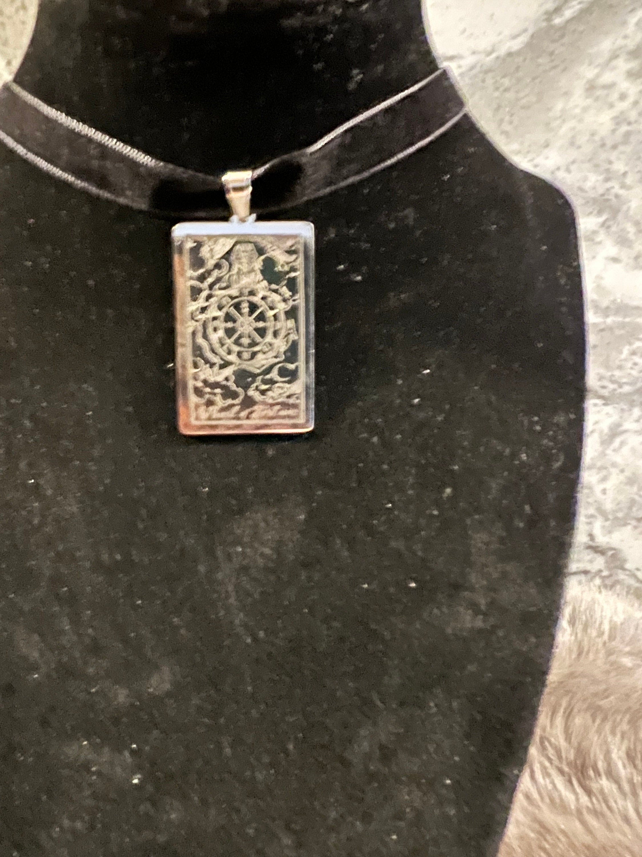 Tarot Card Pendant: Silver Velvet Choker, Witchy Necklace