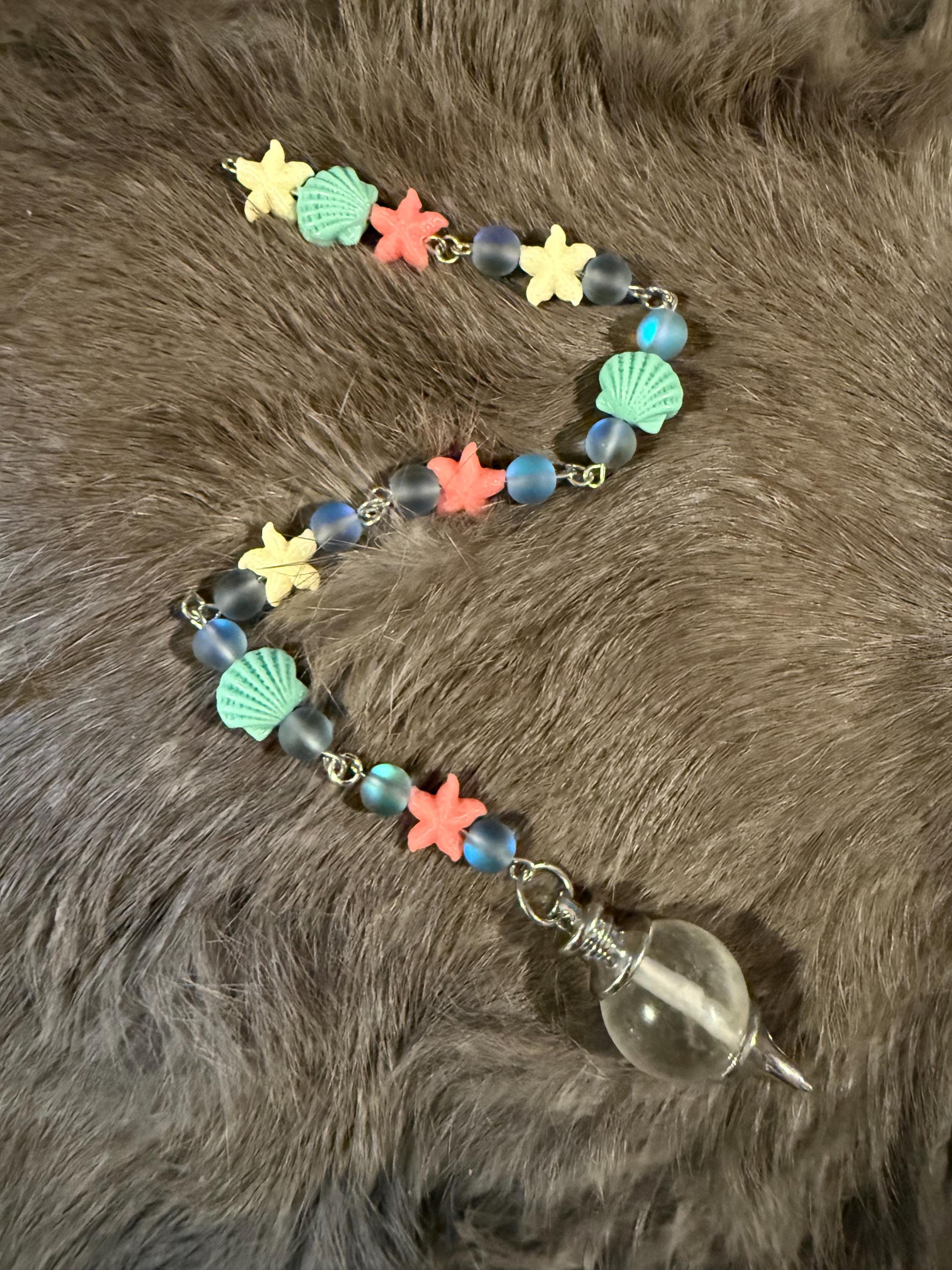 Clear Quartz Divination Pendulum: Mermaid Beaded Scrying Tool