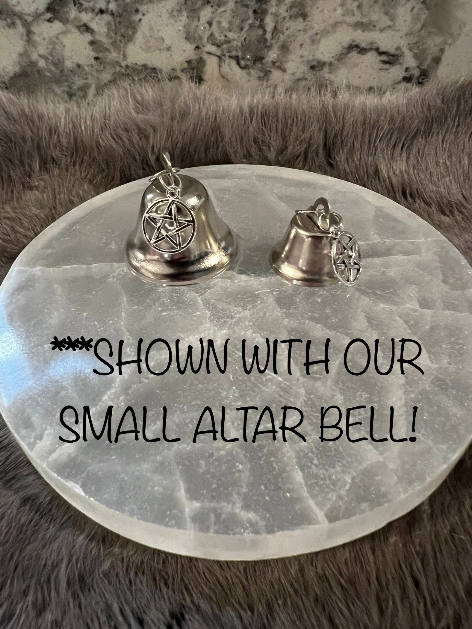 Large Altar Bell with Pentacle Charm - Witchcraft Tool