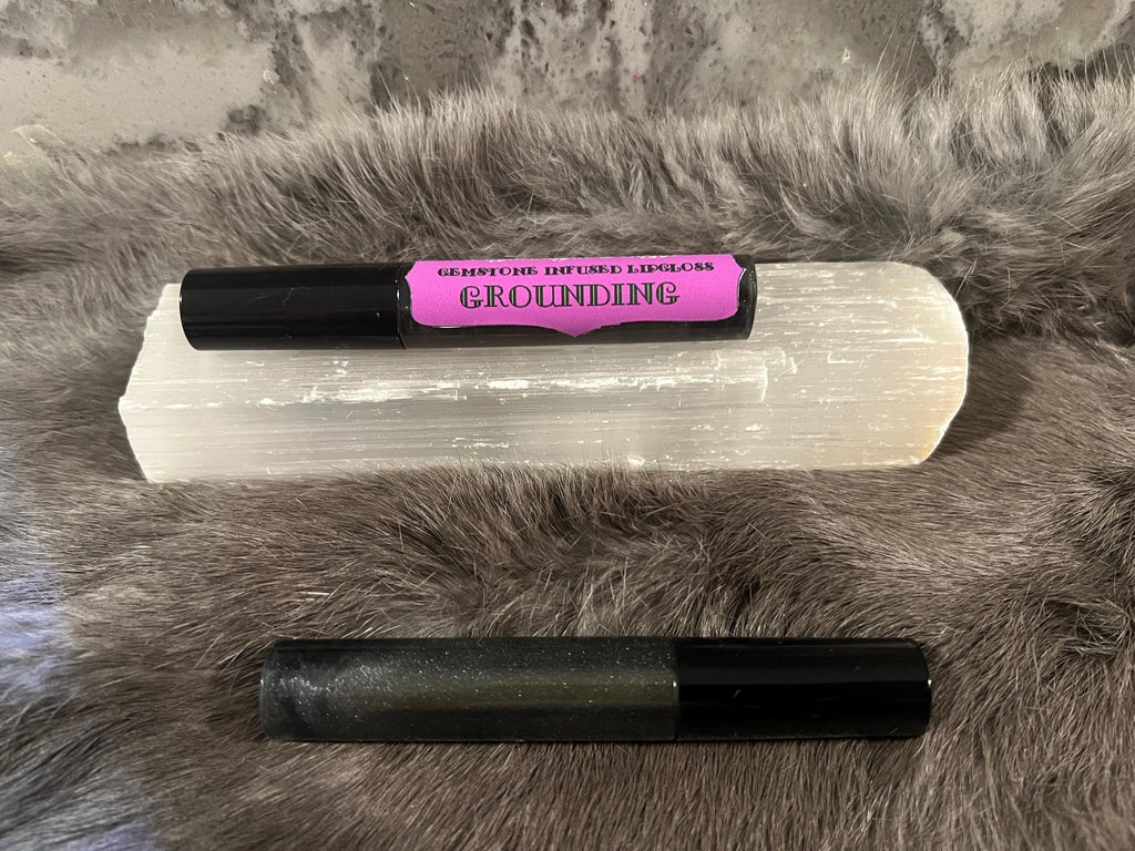Witchy Grounding Lip Gloss: Black Obsidian Gemstone Infused, Vegan