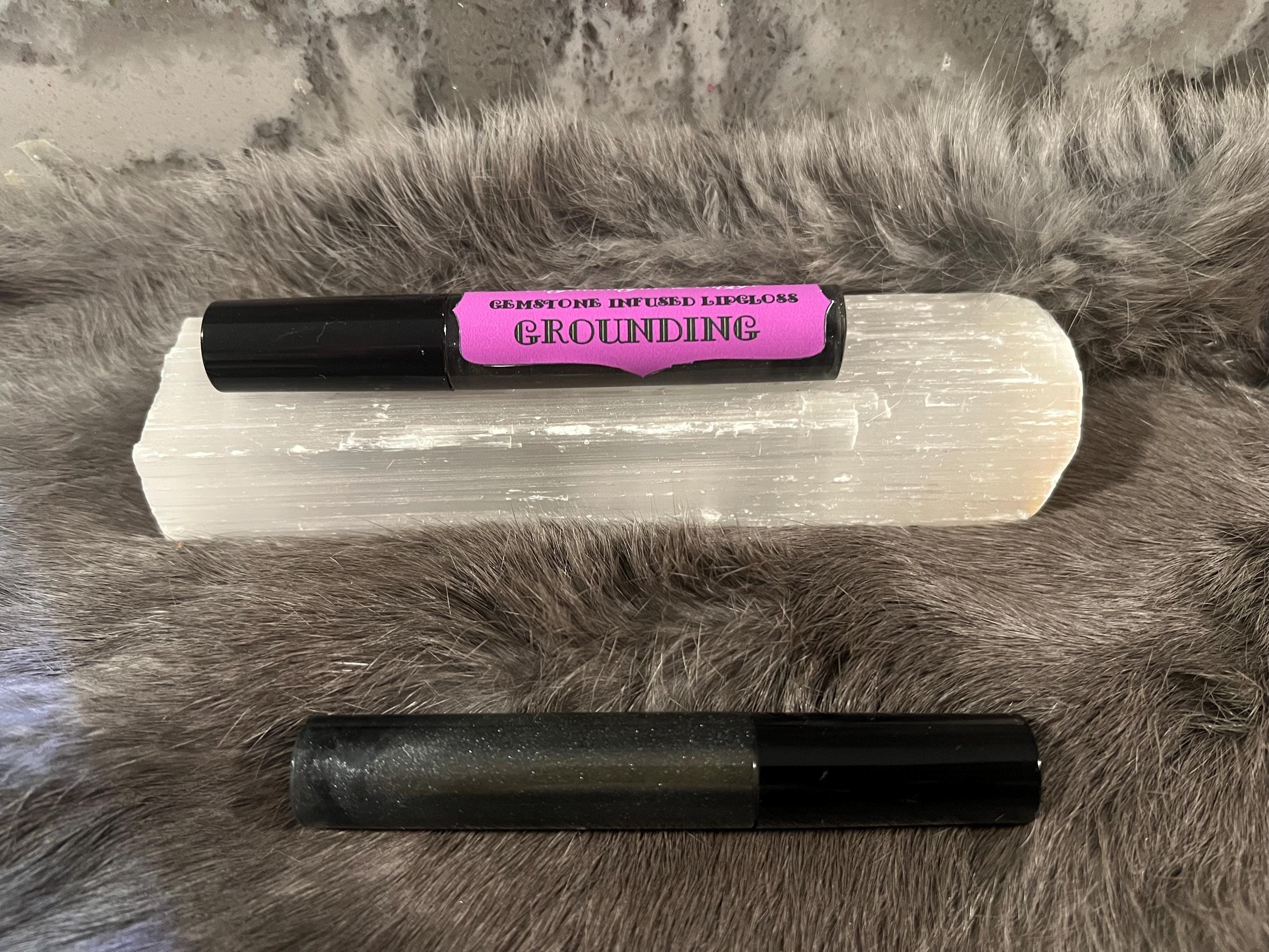 Witchy Grounding Lip Gloss: Black Obsidian Gemstone Infused, Vegan