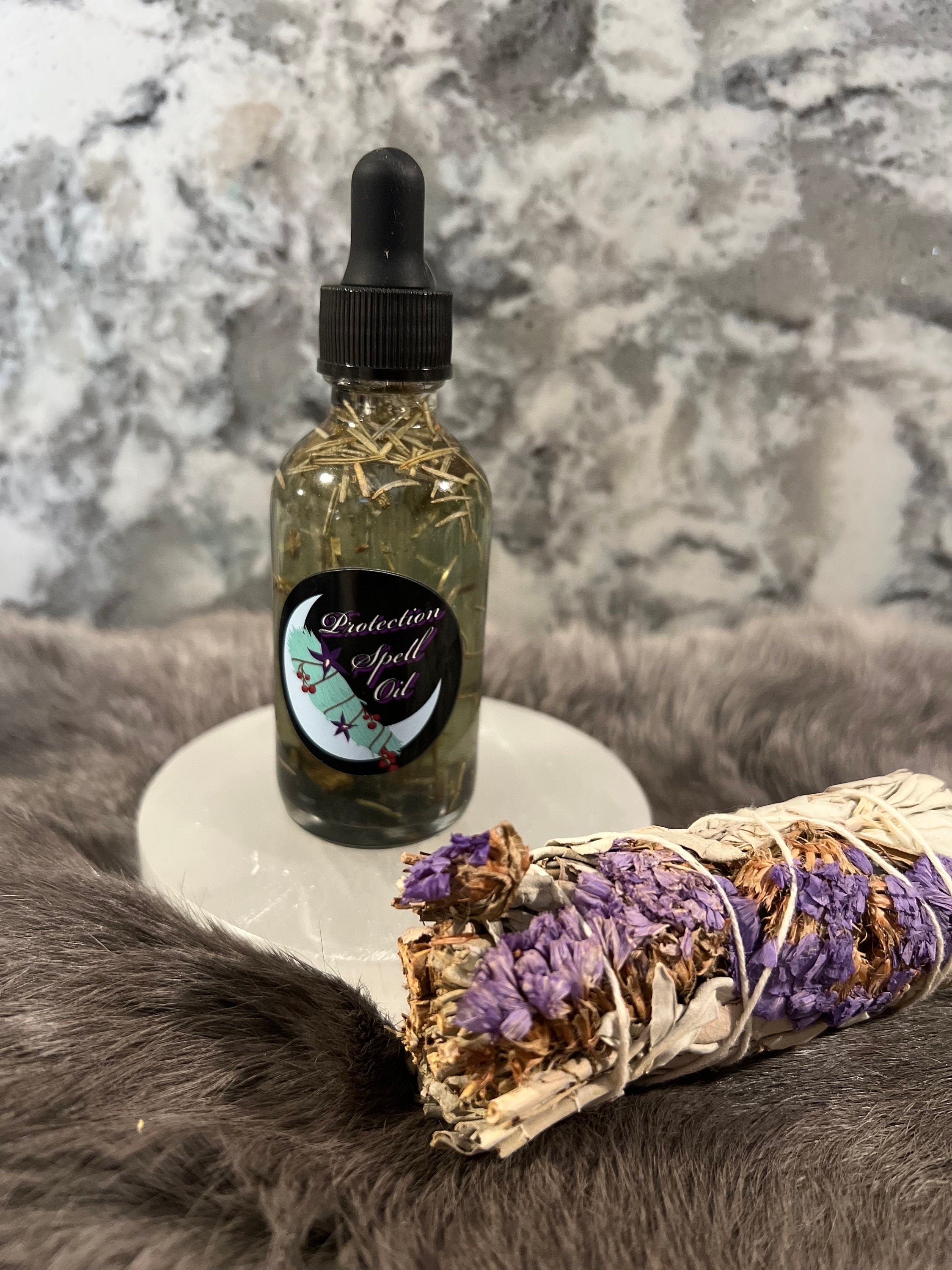 Organic Protection Spell Oil: Banish Negativity, Intention Anointing Oil