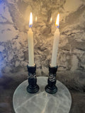 Wooden Chime Candle Holder: Ebony Black Altar Decor with Charm