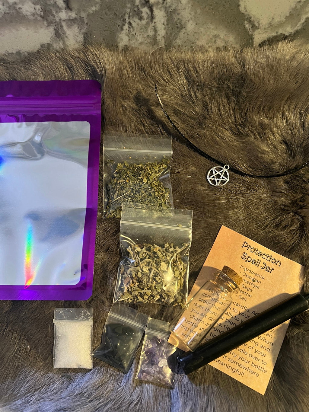 DIY Protection Spell Jar Kit: Herbs, Crystals, Charm Bottle