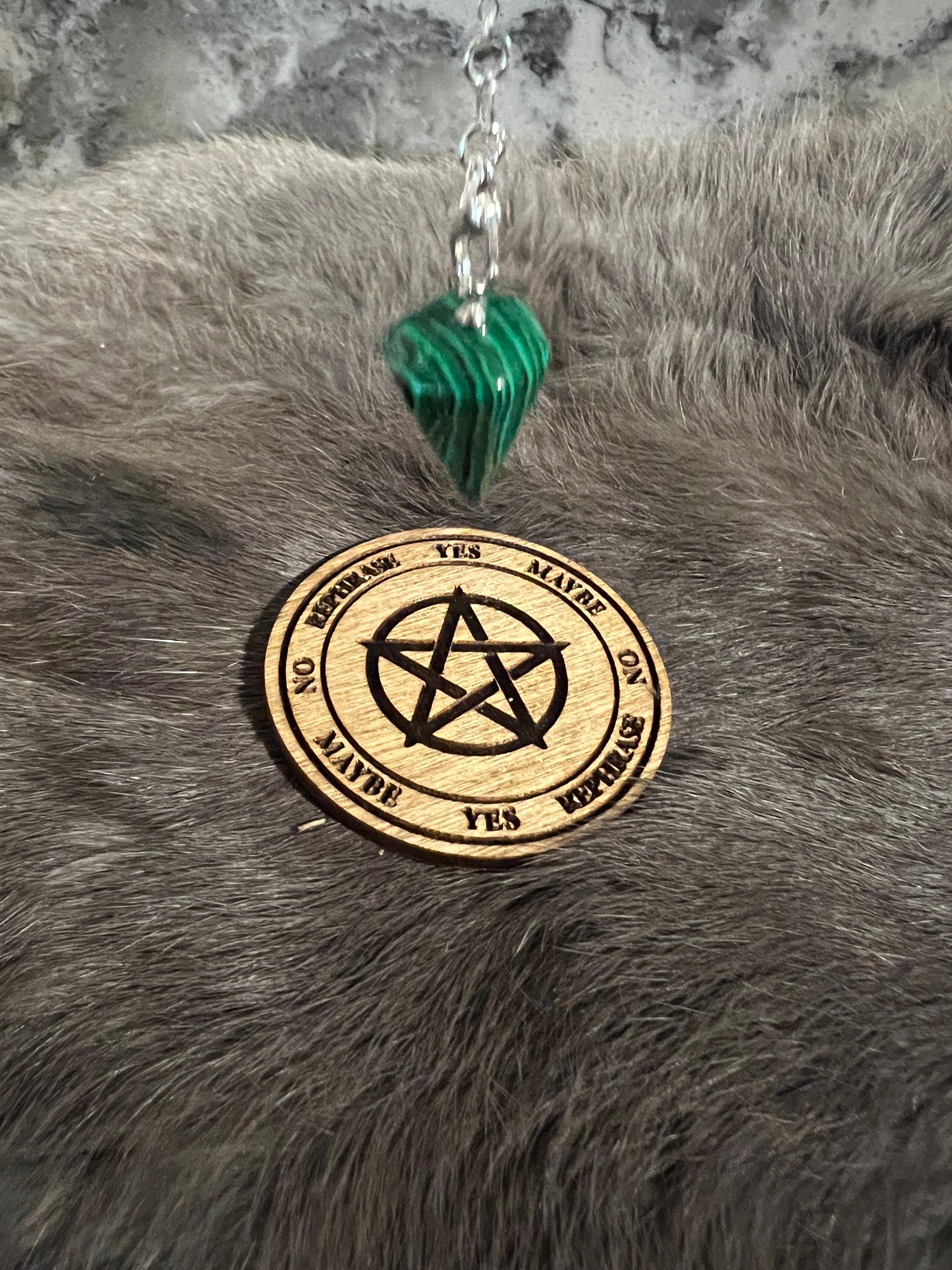 Mini Wood Pendulum Board: Pocket Divination Tool with Gemstone Pendulum