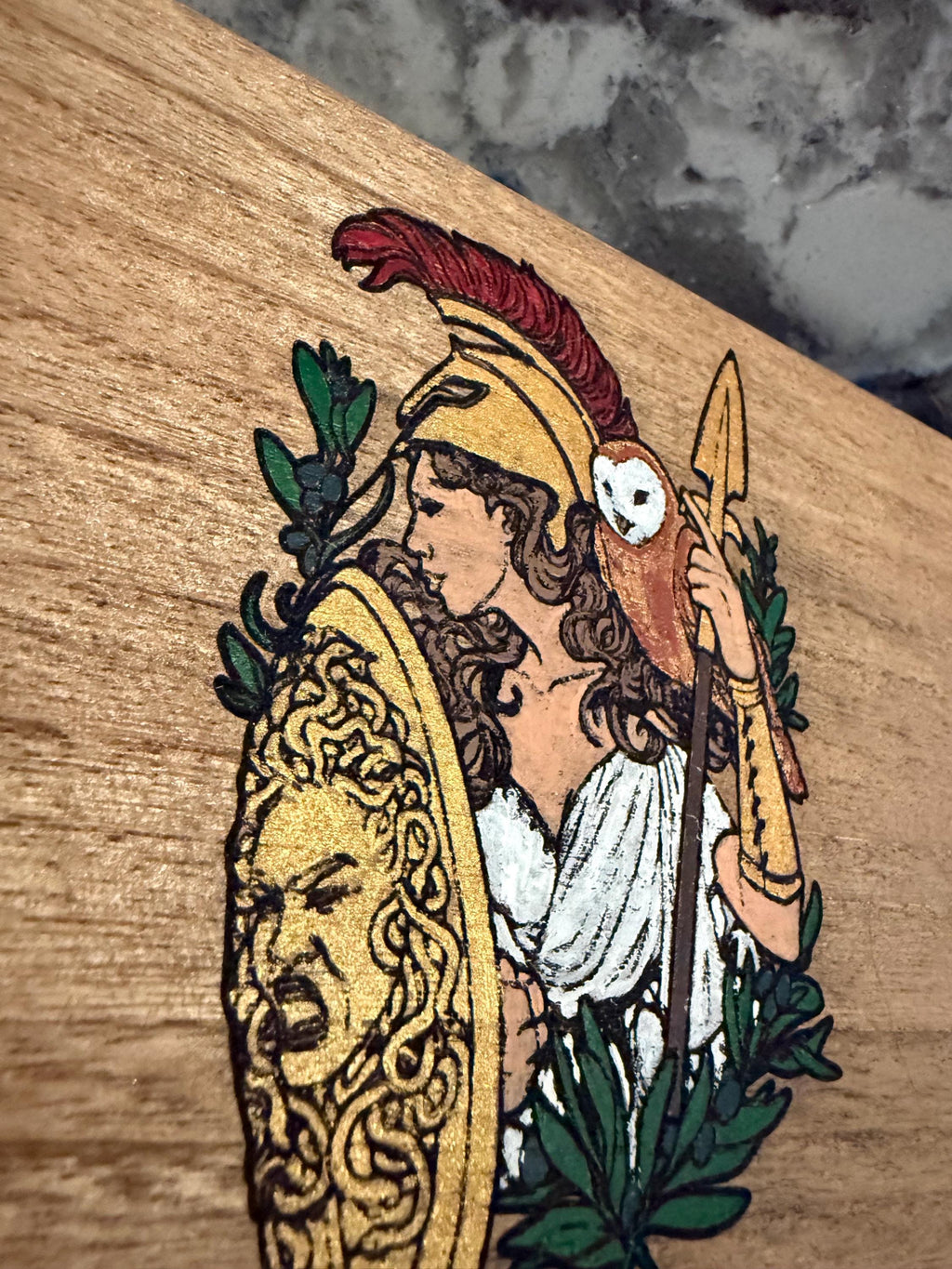 Handmade Athena Altar Box: Wood Burned Goddess Decor