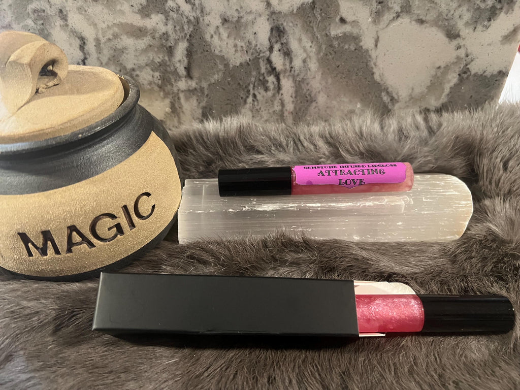Gemstone Infused Lip Gloss: Vegan Crystal Healing, Attracting Love