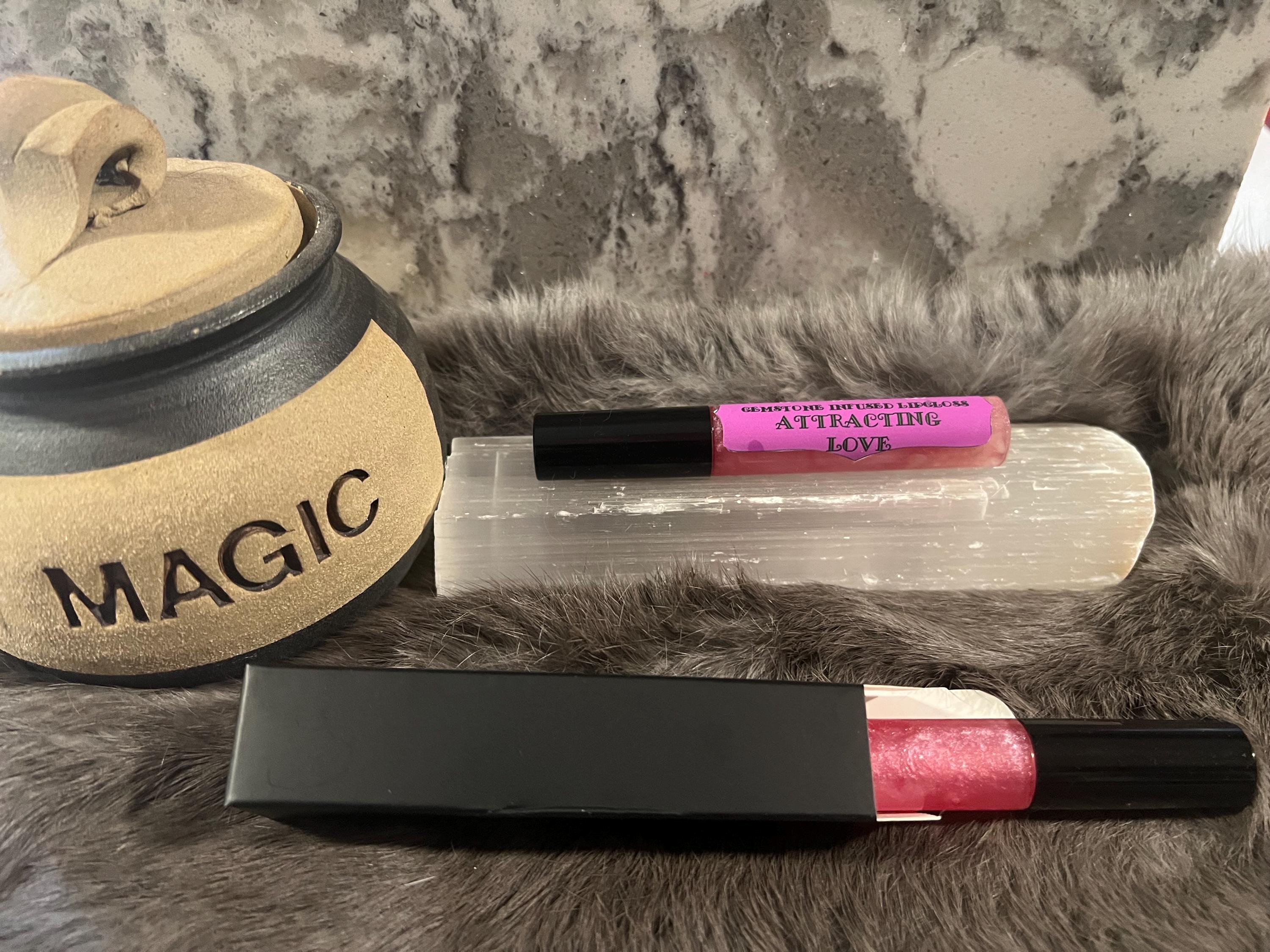 Gemstone Infused Lip Gloss: Vegan Crystal Healing, Attracting Love