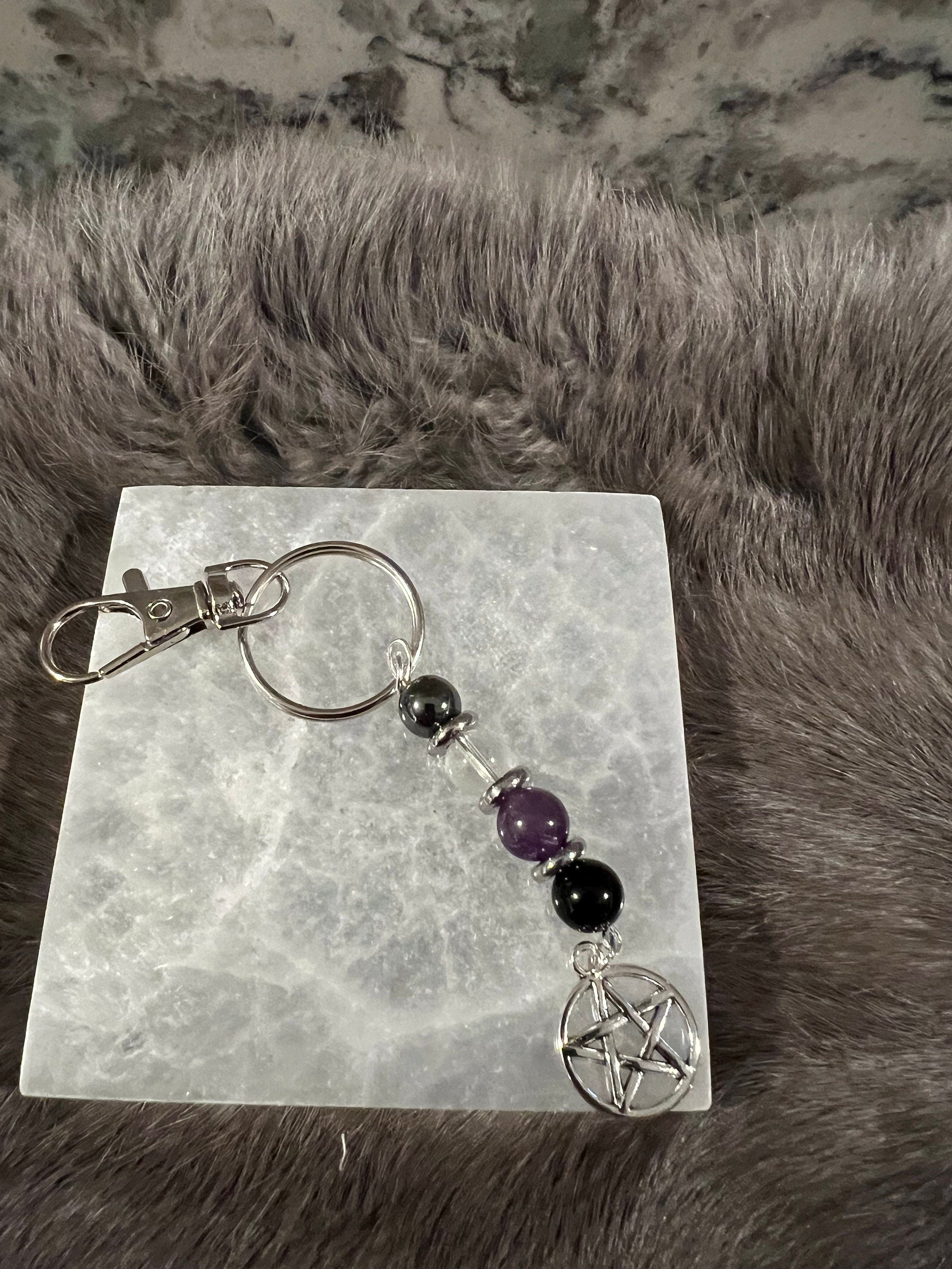 Gemstone Manifestation Keychain: Witchy Intention Charm