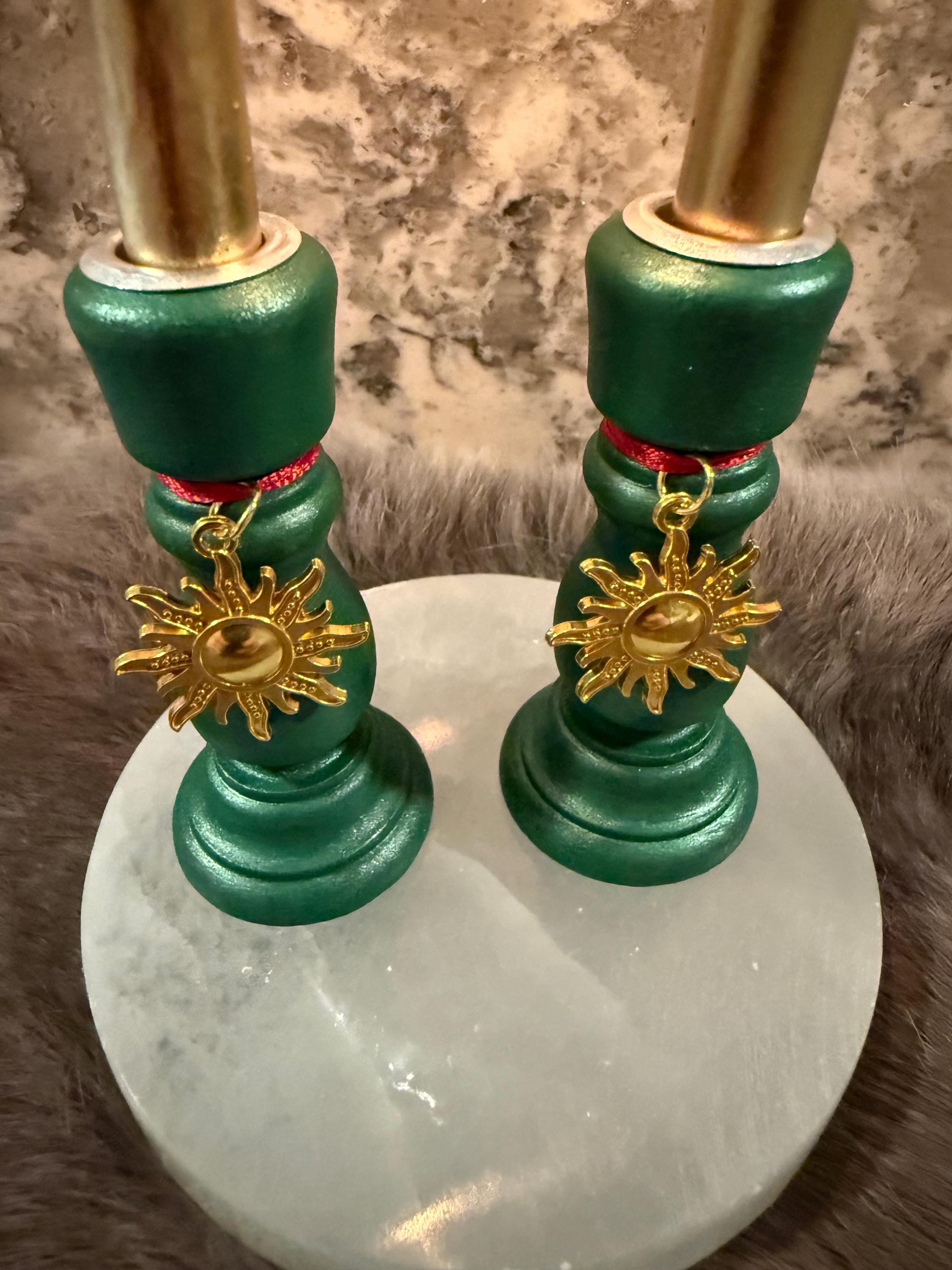 Wooden Yule Chime Candle Holder: Limited Edition Chime Candle Holder With Golden Sun Charm