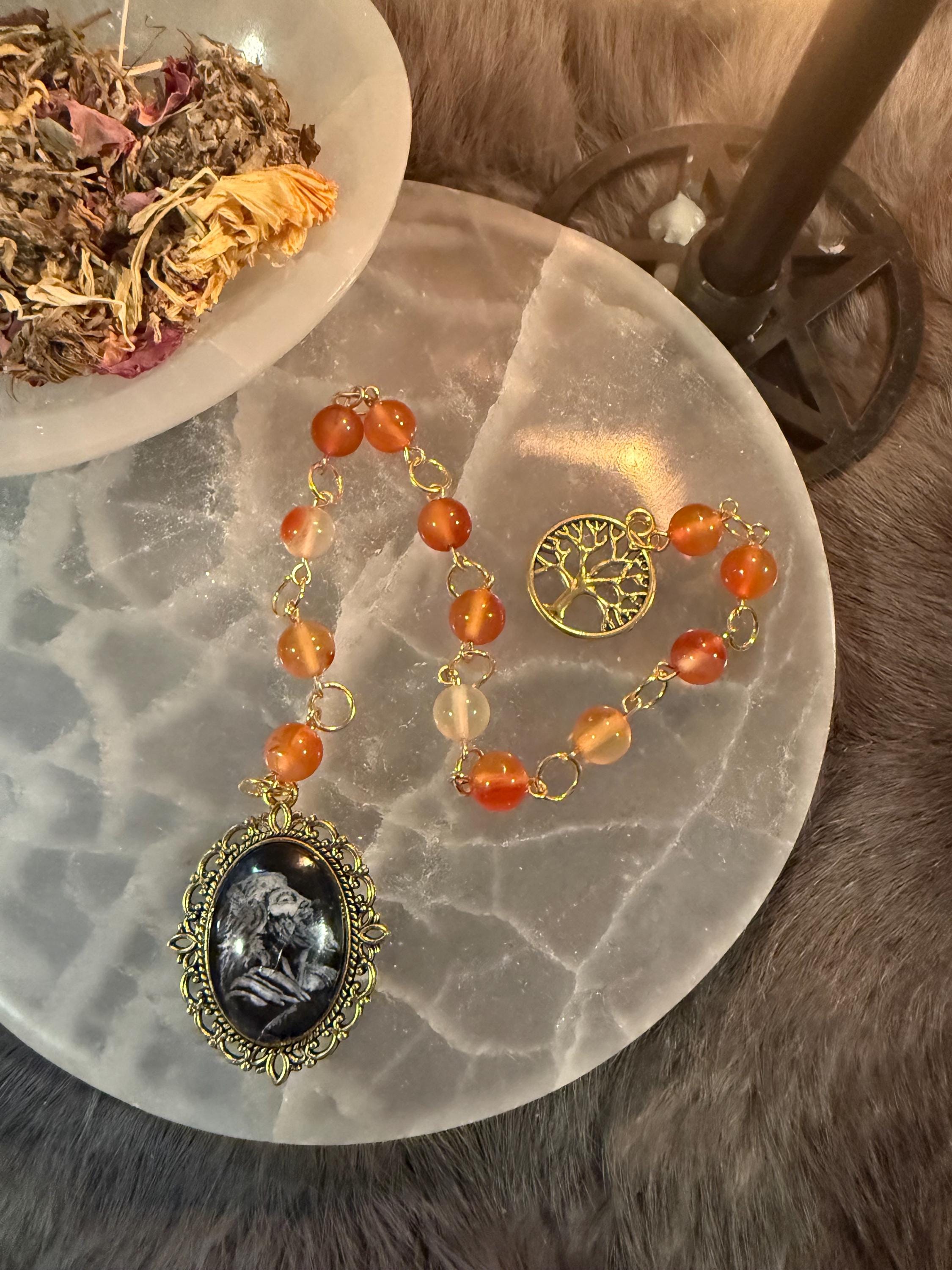 Zeus Prayer Beads: Carnelian Deity Rosary, Greek God Altar