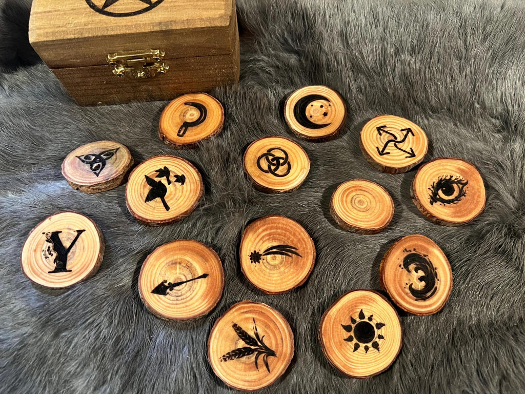 Wood Witch Rune Set – Custom Pyrography Divination with Box