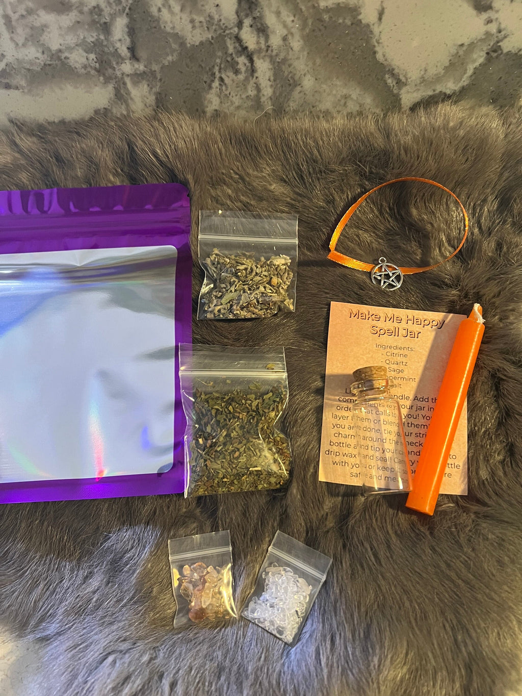 DIY Happiness Spell Jar Kit: Herbs, Crystals, Charm