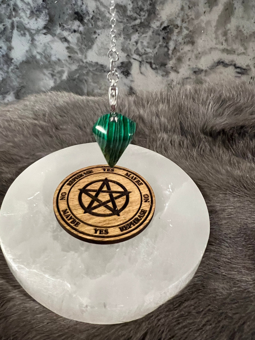 Mini Wood Pendulum Board: Pocket Divination Tool with Gemstone Pendulum