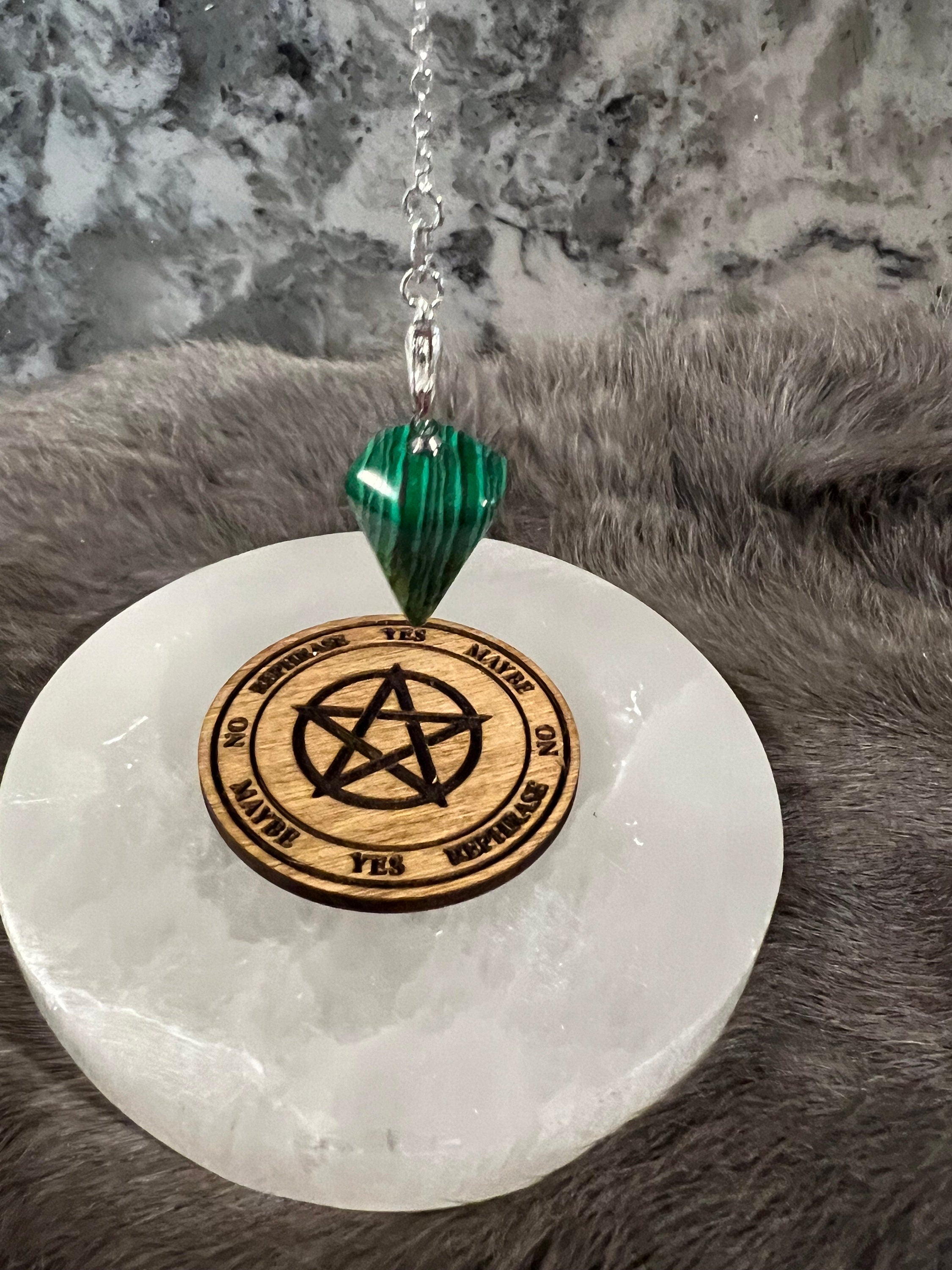 Mini Wood Pendulum Board: Pocket Divination Tool with Gemstone Pendulum