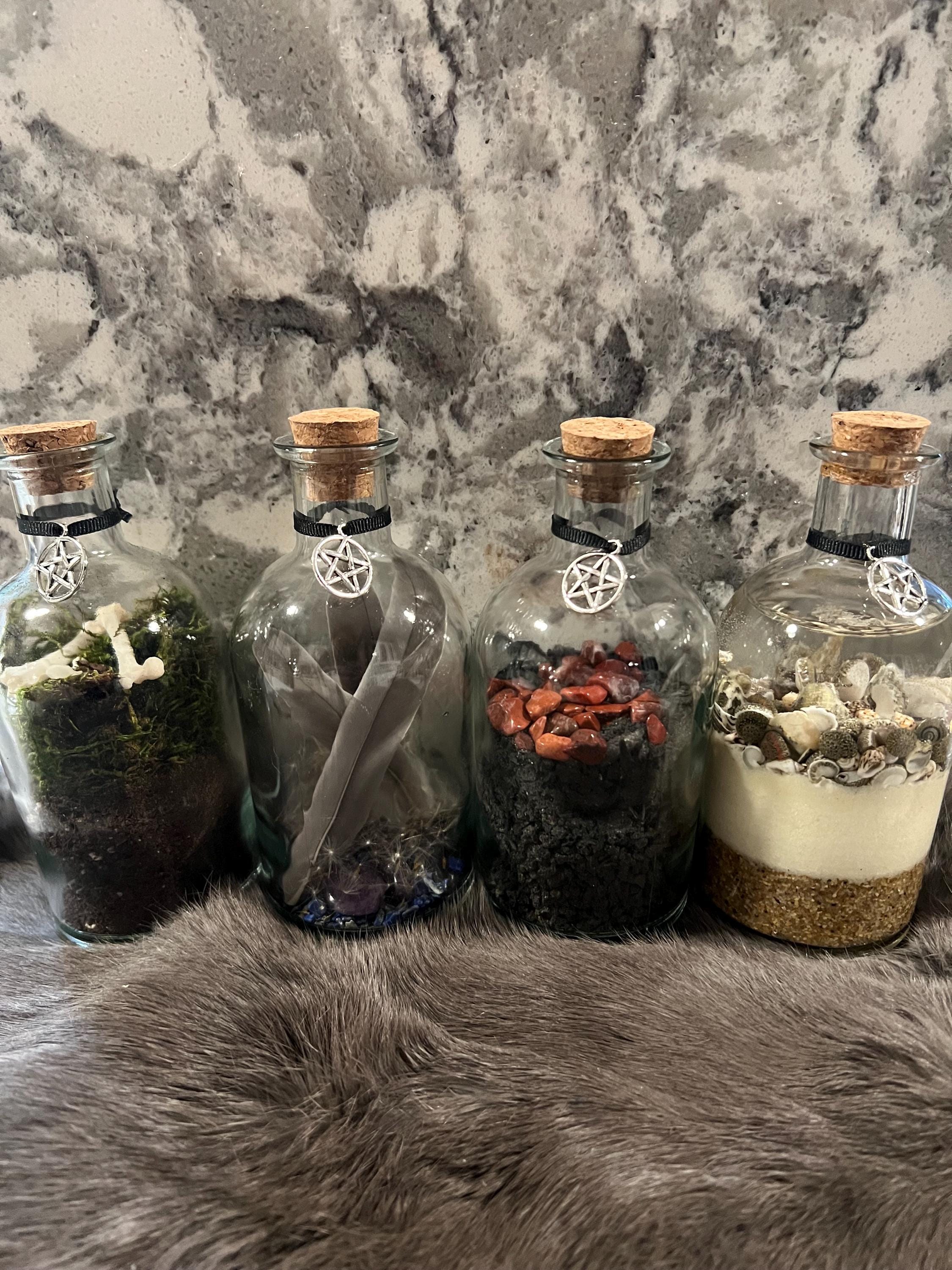 Elemental Altar Bottles: Witchcraft Ritual Tools, Altar Decor