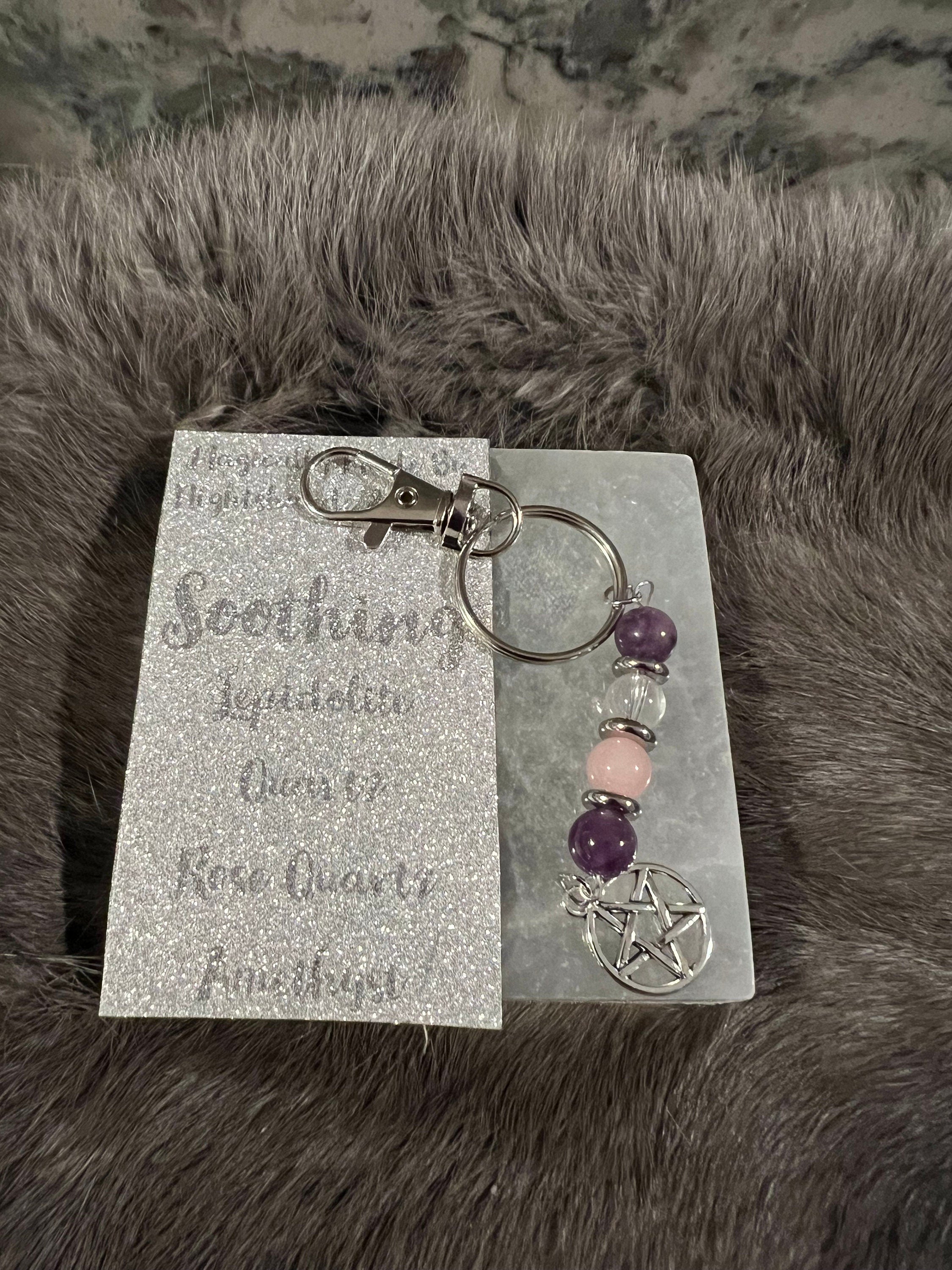 Gemstone Manifestation Keychain: Witchy Intention Charm