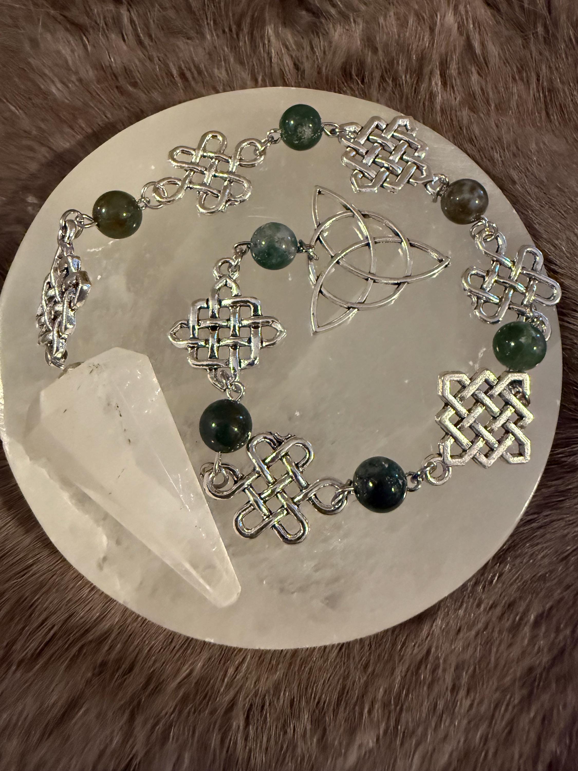 Clear Quartz Pendulum: Beaded Celtic Knot Divination Tool