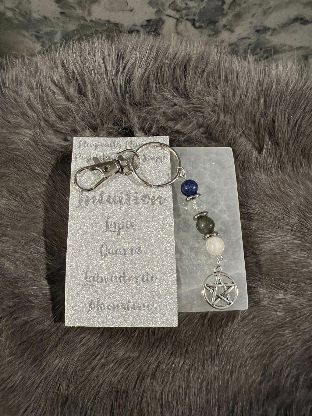 Gemstone Manifestation Keychain: Witchy Intention Charm