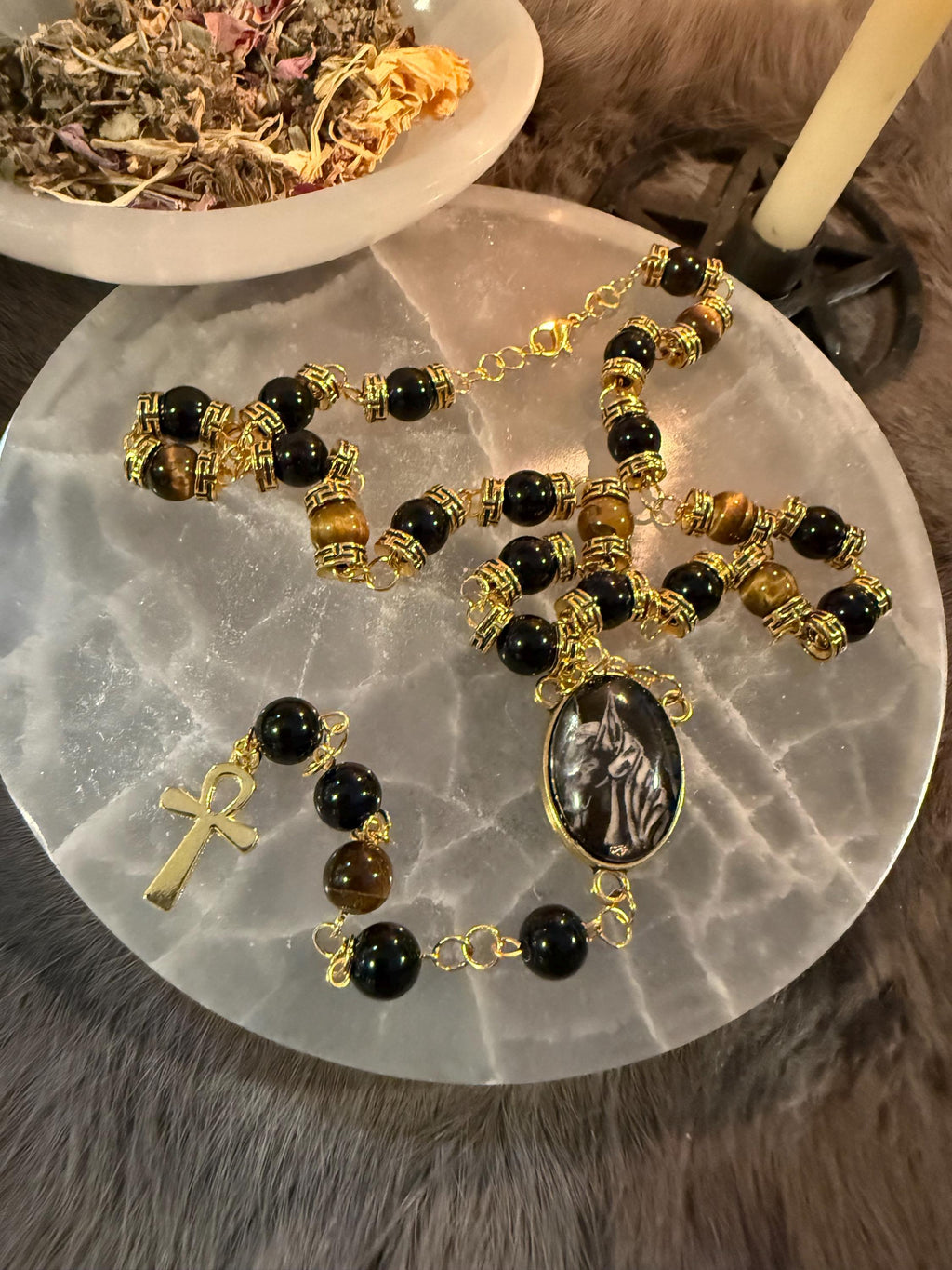 Anubis Diety Rosary: One Of A Kind Diety Prayer Bead Set