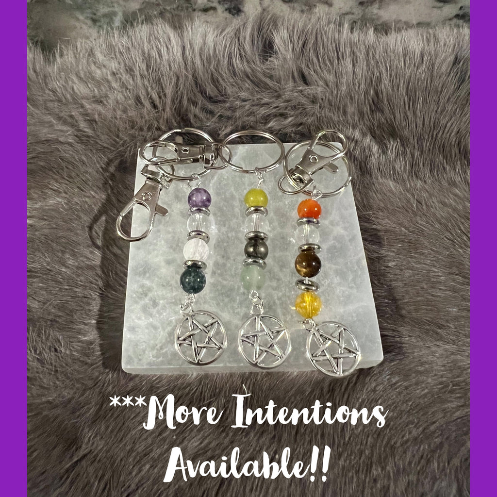 Gemstone Manifestation Keychain: Witchy Intention Charm