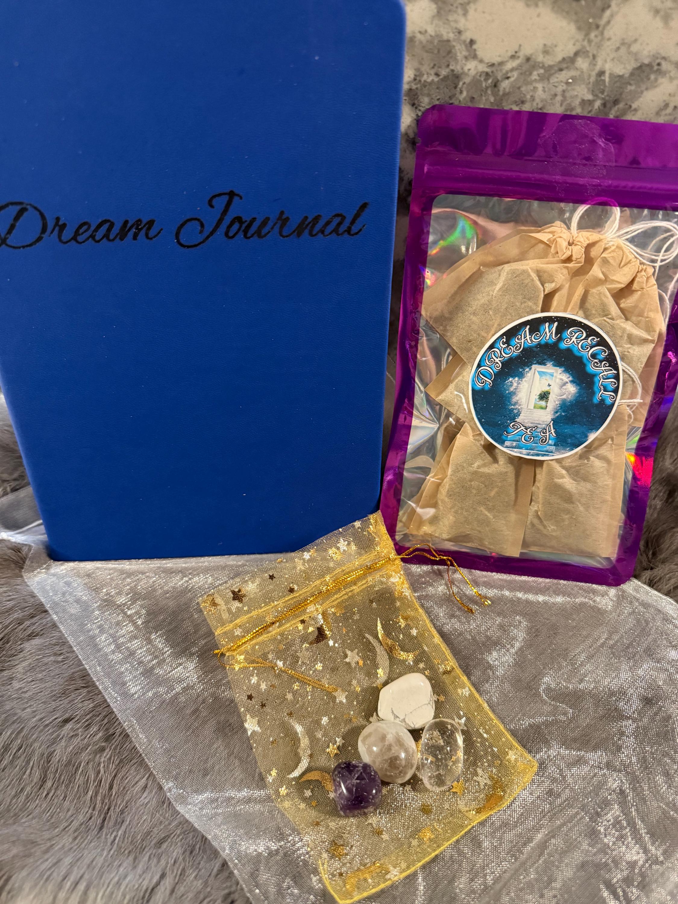 Dream Recall Gift Set: Dream Journal, Dream Recall Tea, Gemstone Tumbles