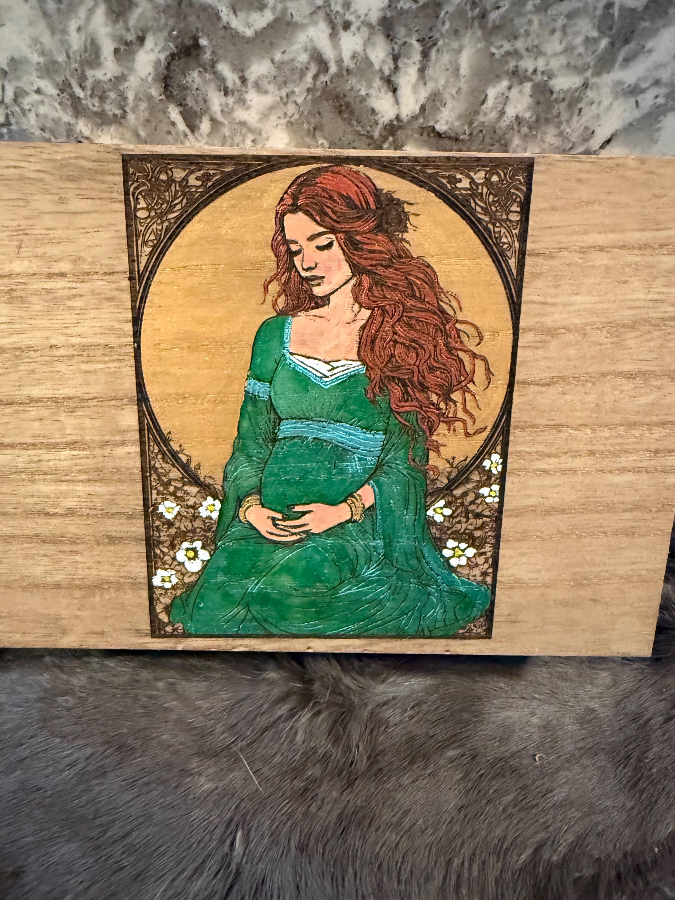 Brighid Altar Box: Handcrafted Celtic Goddess Wood-Burned Altar