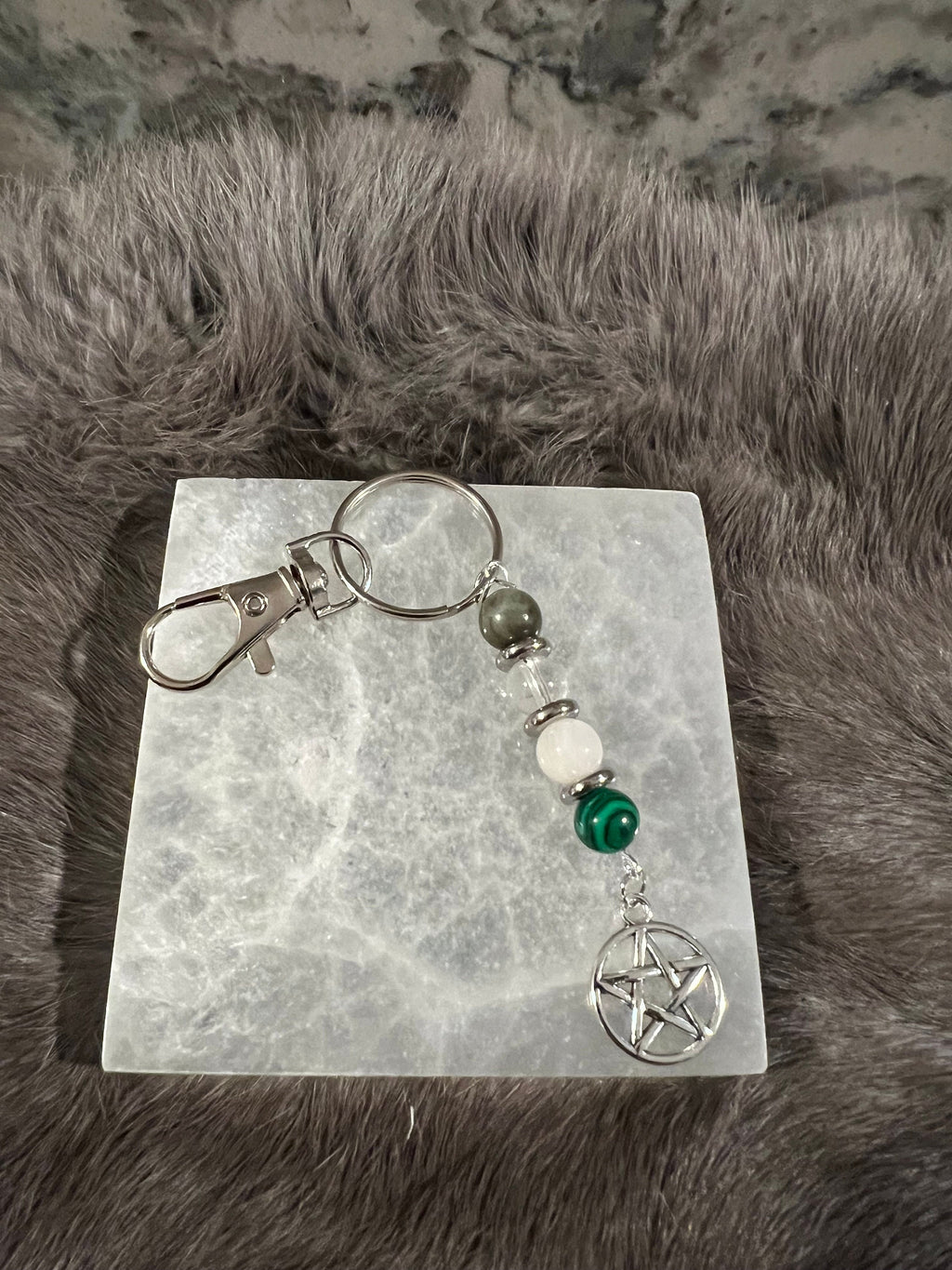 Gemstone Manifestation Keychain: Witchy Intention Charm
