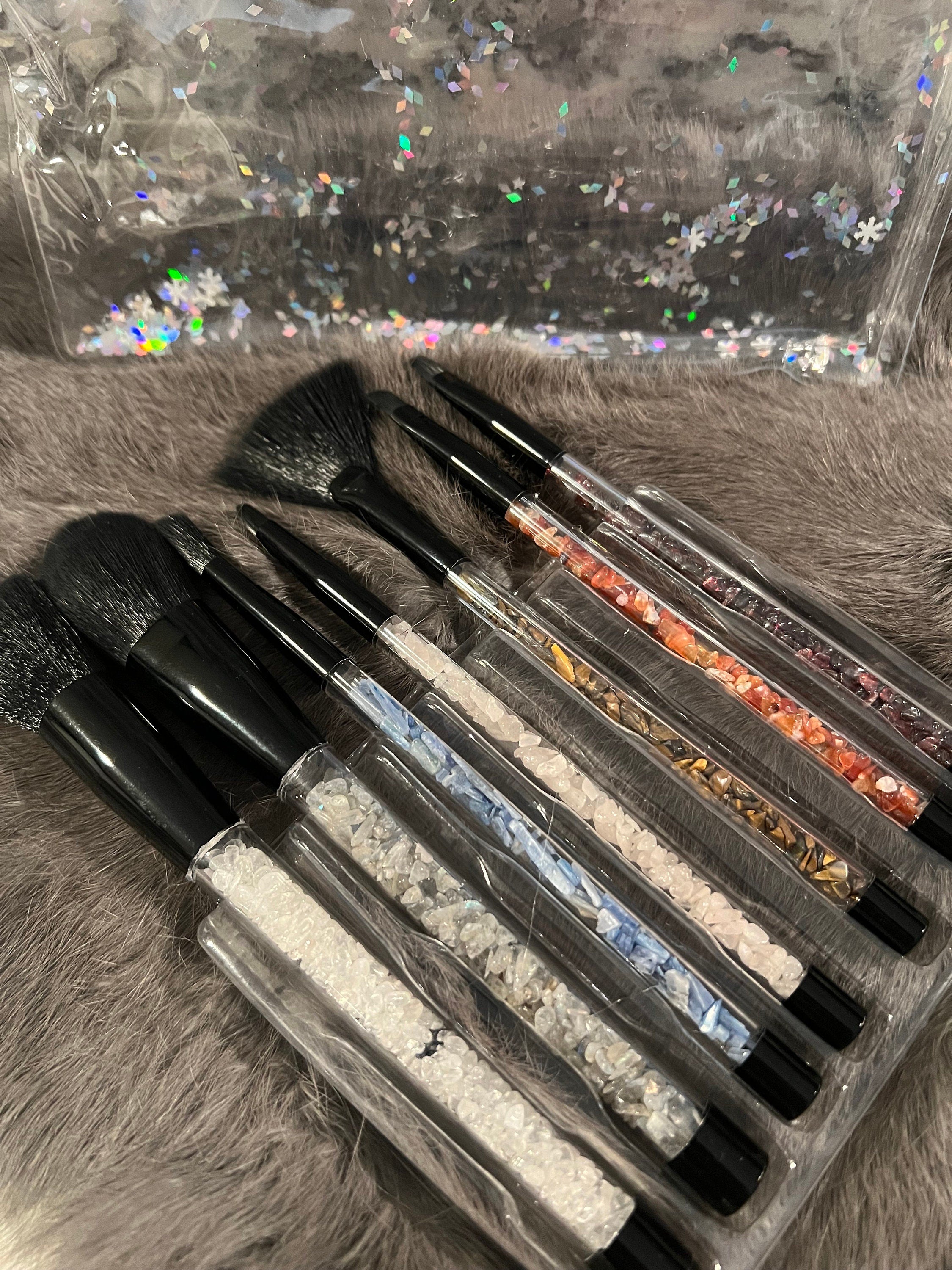Gemstone Makeup Brush Set: Chakra Crystal Brushes, Witchy Gift