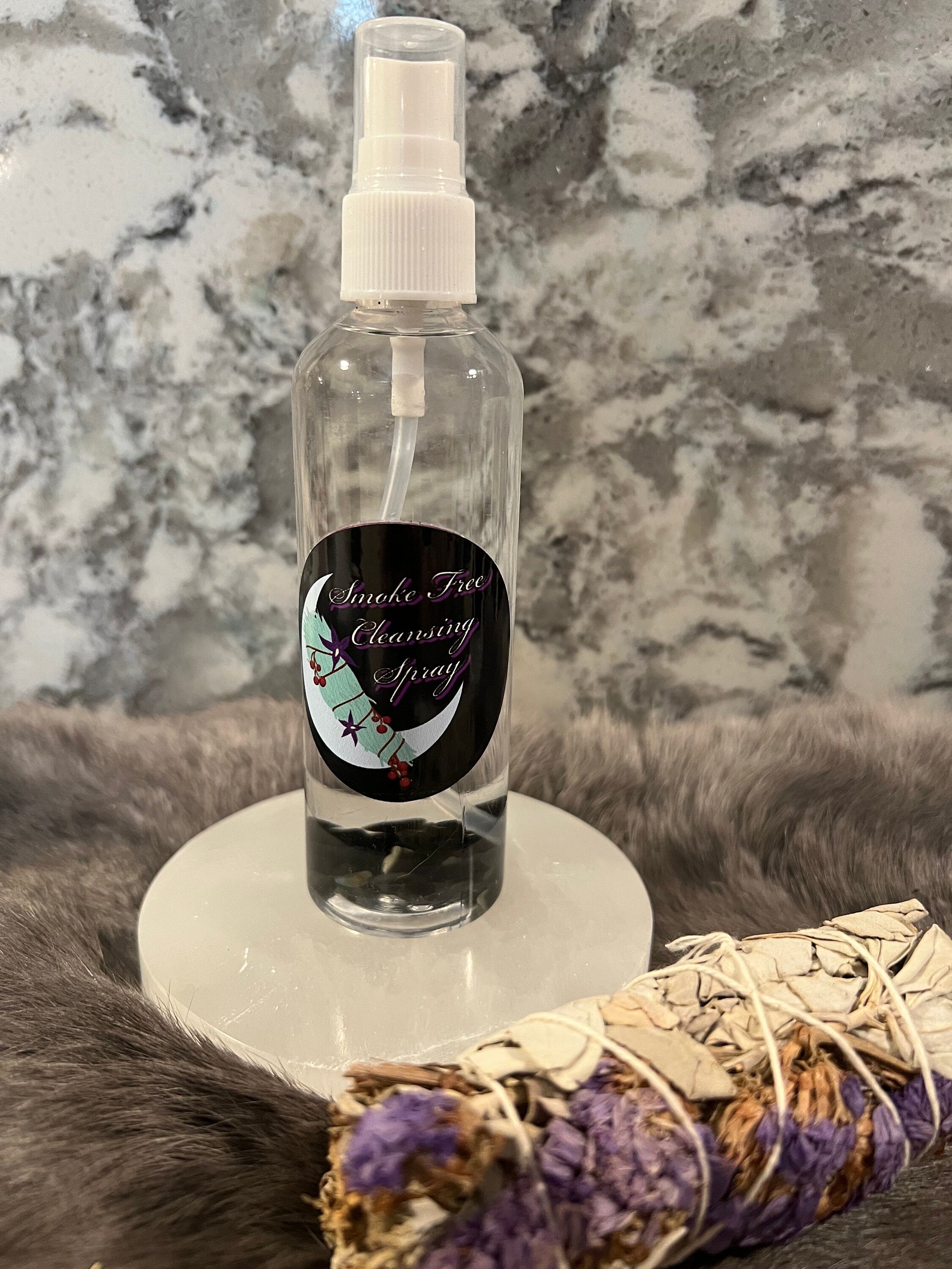 Smoke Free Sage Cleansing Spray: Organic Room Mist with Obsidian