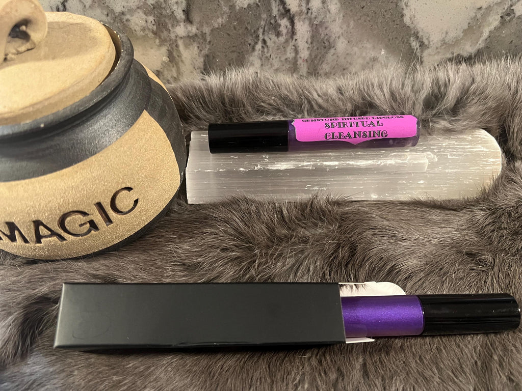 Witchy Lip Gloss: Amethyst Gemstone Infused, Vegan Spiritual Cleansing