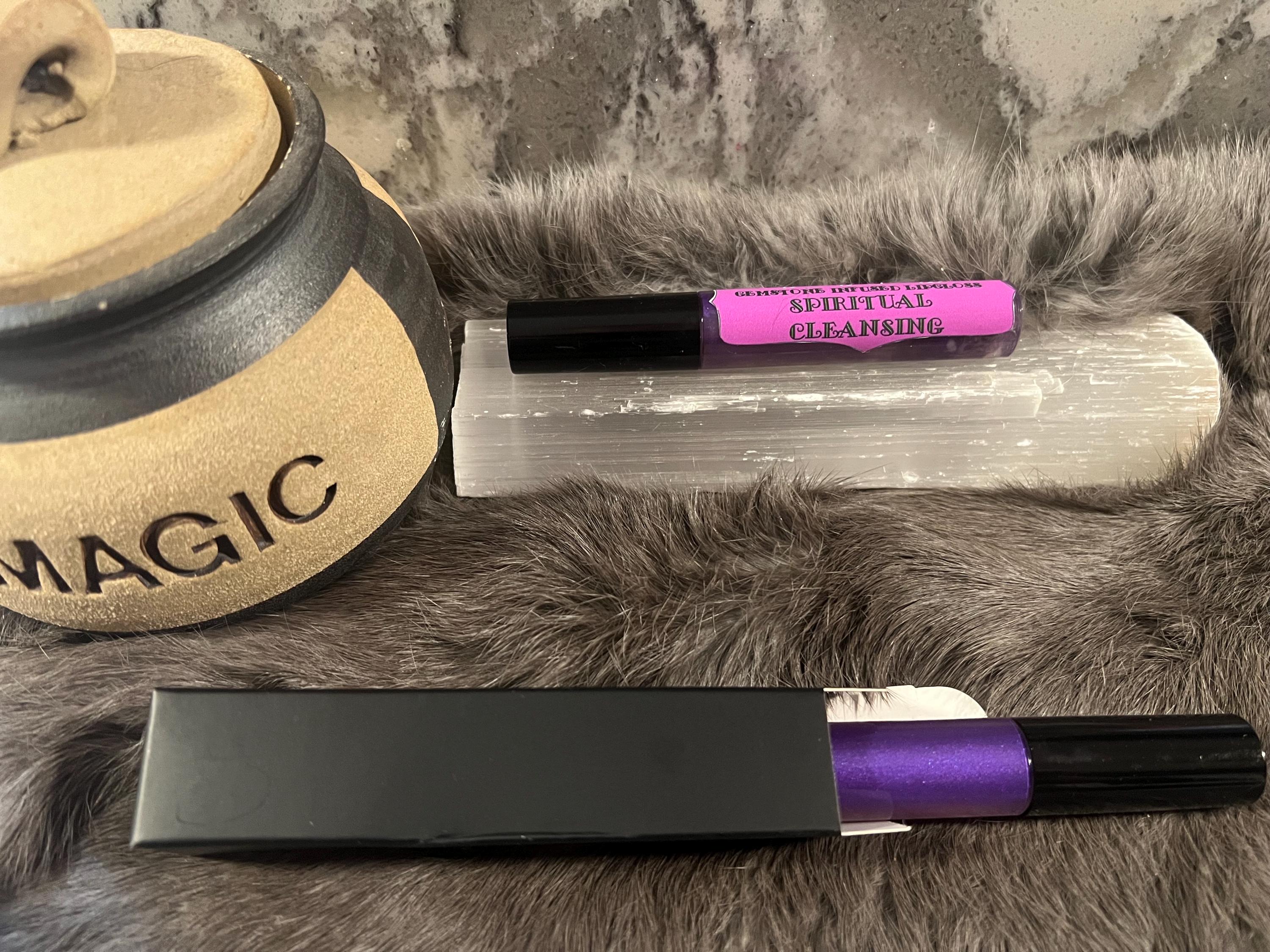 Witchy Lip Gloss: Amethyst Gemstone Infused, Vegan Spiritual Cleansing