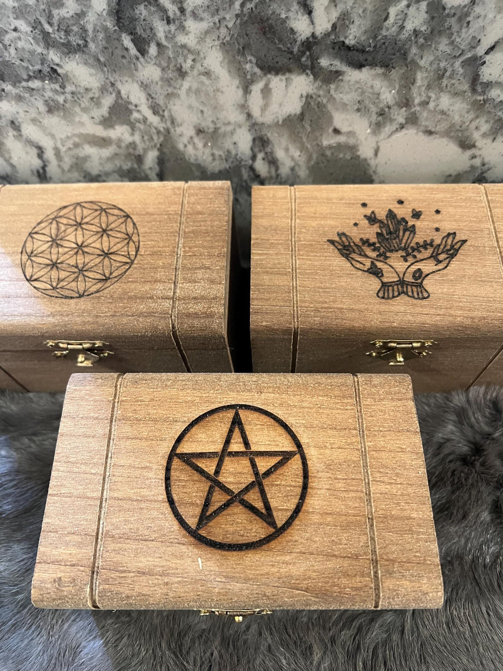 Witchy Crystal Starter Kit: 15 Mini Spell Bottles in Etched Box