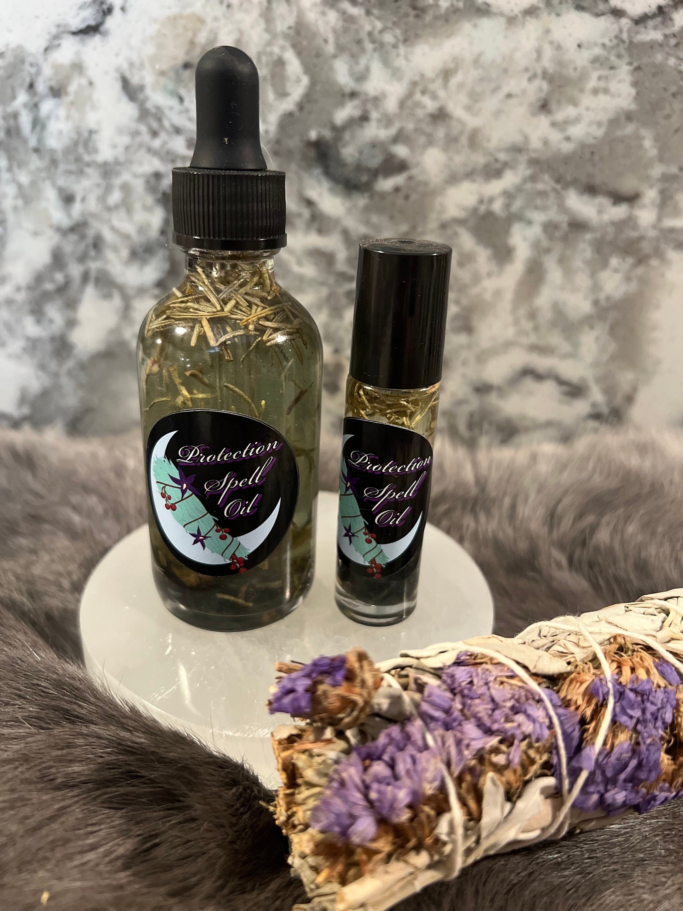 Organic Protection Spell Oil: Banish Negativity, Intention Anointing Oil